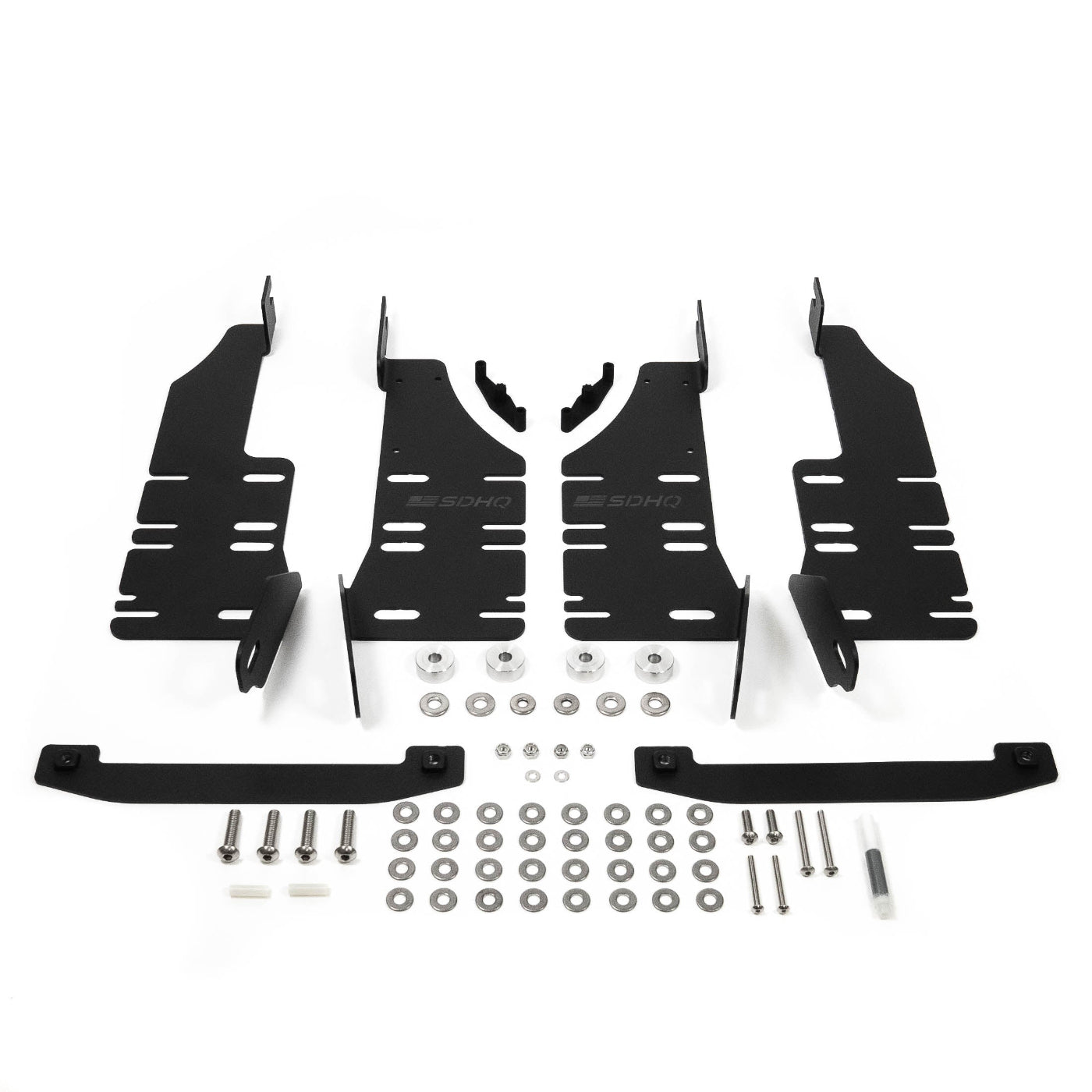 21-24 Ram 1500 TRX SDHQ Built Behind the Grille LED Light Bar Mount display of included parts and hardware