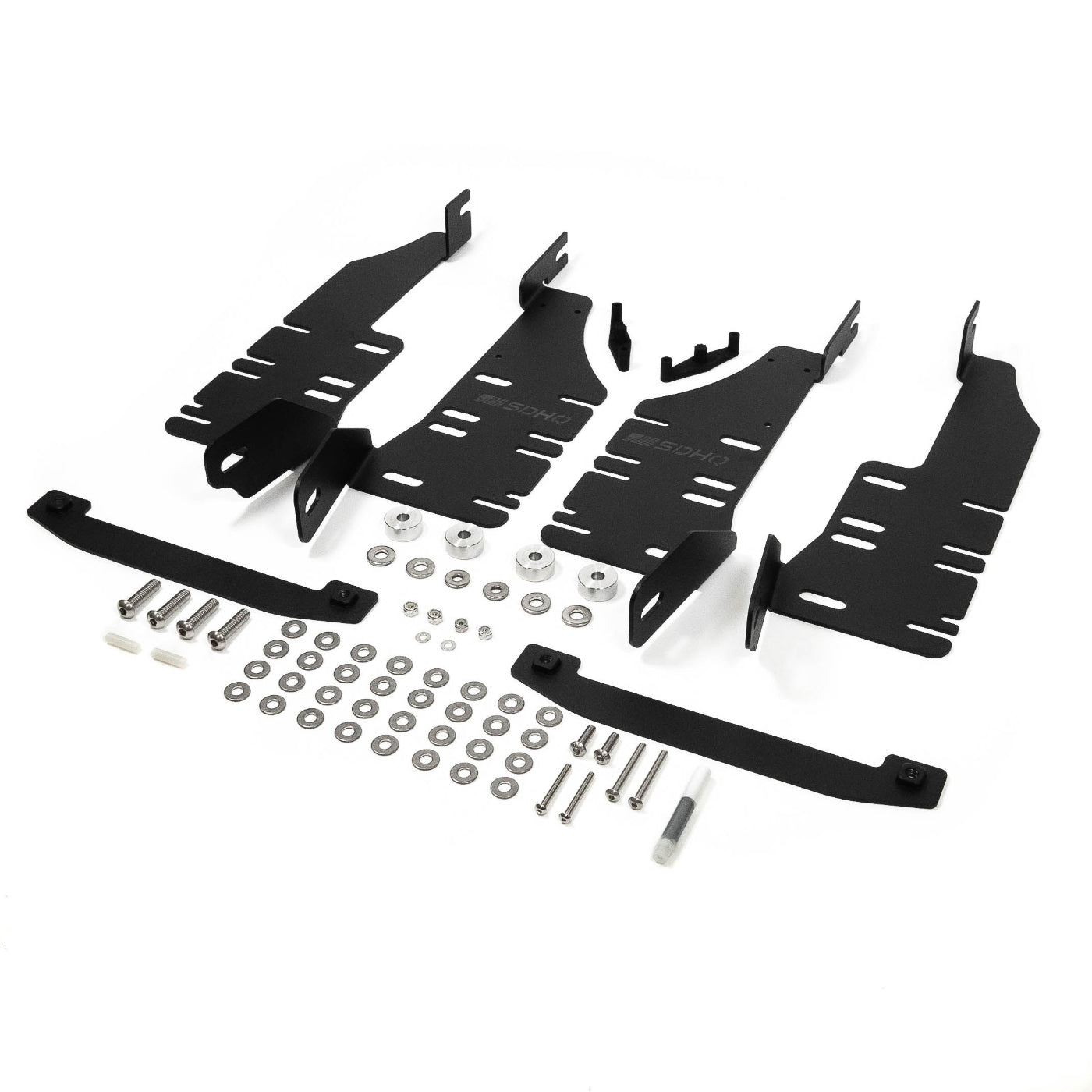 '19-25 Ram 1500 SDHQ Built Behind the Grille LED Light Bar Mount display of included parts and hardware