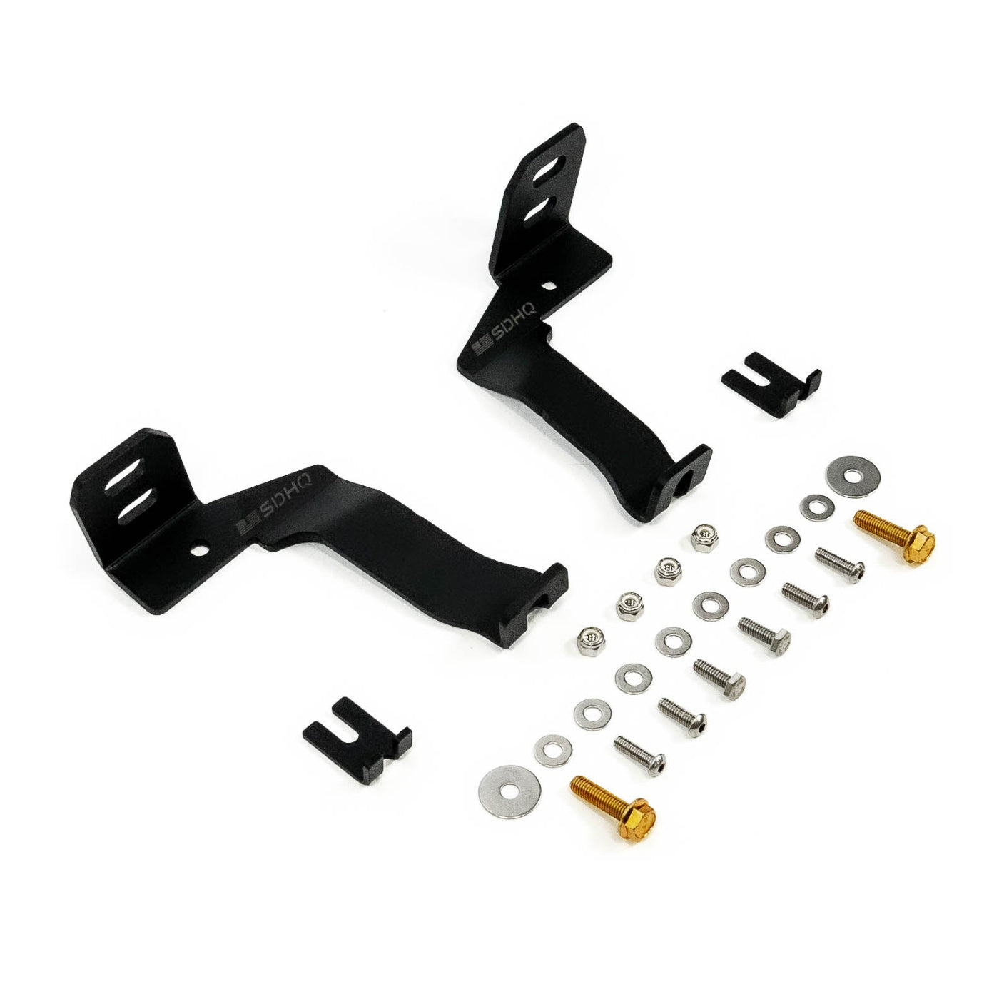 '21-25 Ford Raptor SDHQ Built A-Pillar Light Mounts display of included parts and hardware