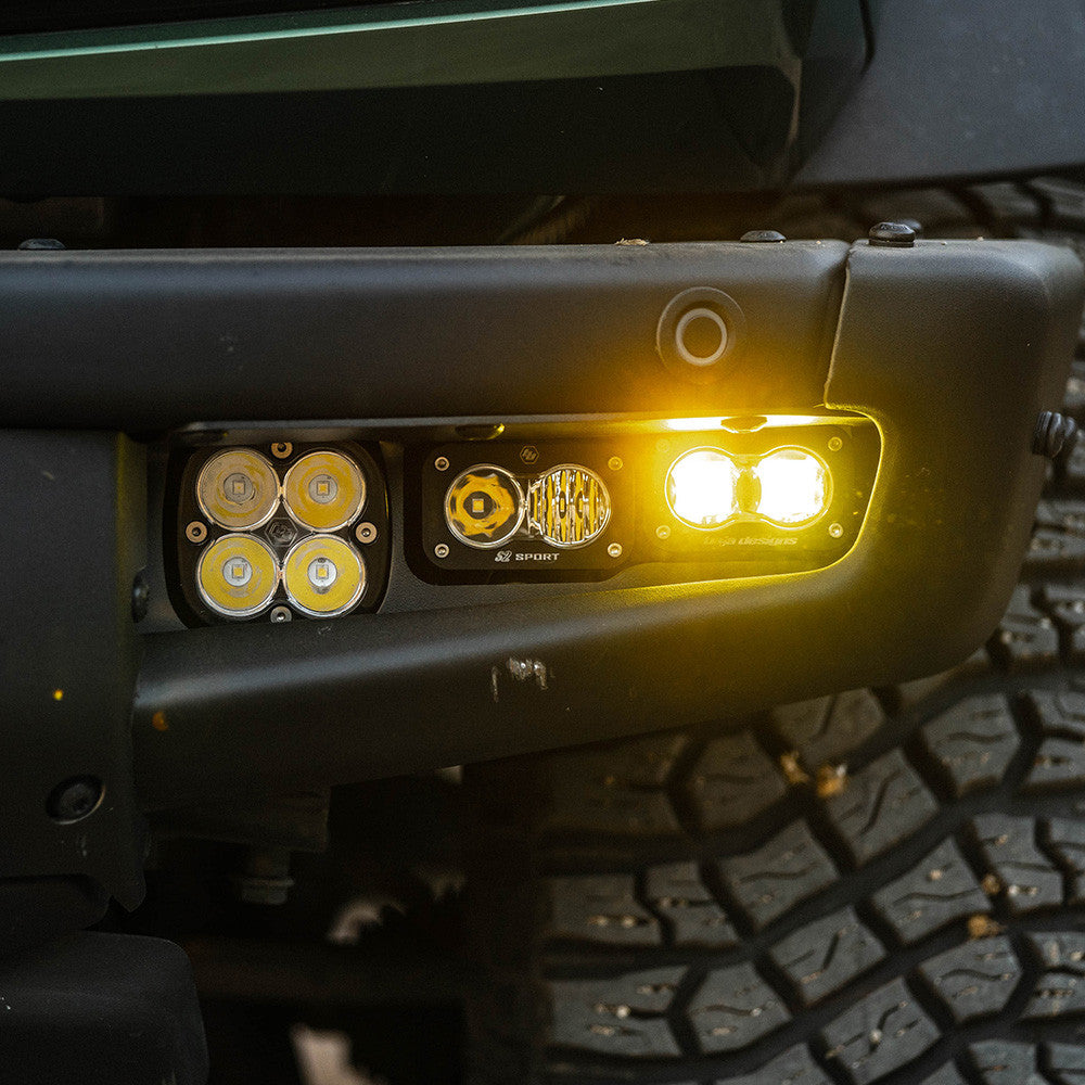 2021+ Ford Bronco S2 SAE “Sportsmen” Fog Pocket Light Kit Amber Toggle Switch close-up