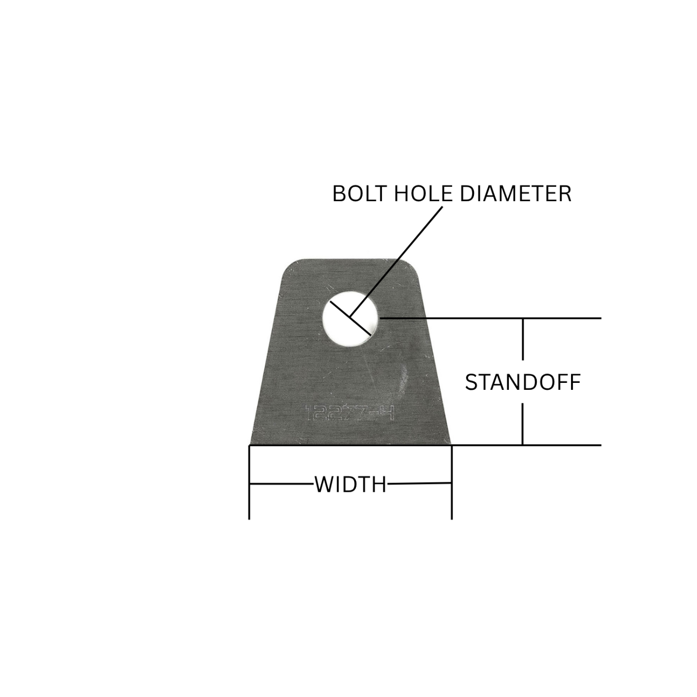 SDHQ Built Chassis Tab | 1/4" Thick, 1/2" Bolt Hole Diagram