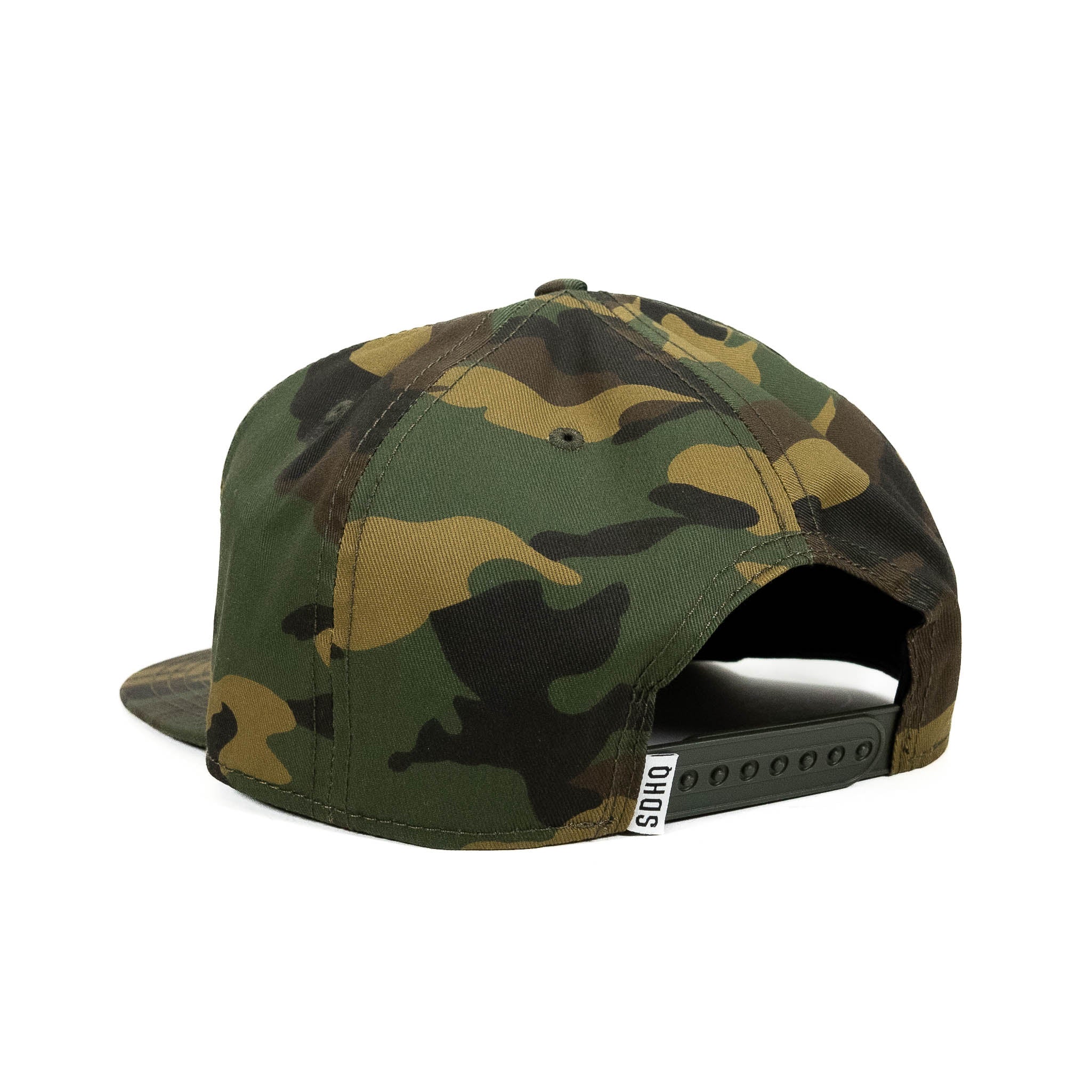 SDHQ Motorsports Camo Leather Patch Snapback Hat
