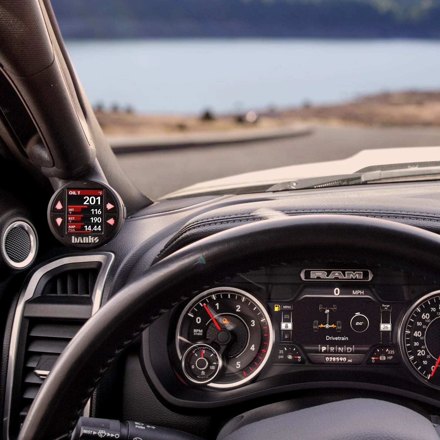 2019-2024 RAM 2500/3500 iDash Stealth Pod Mounts Front View