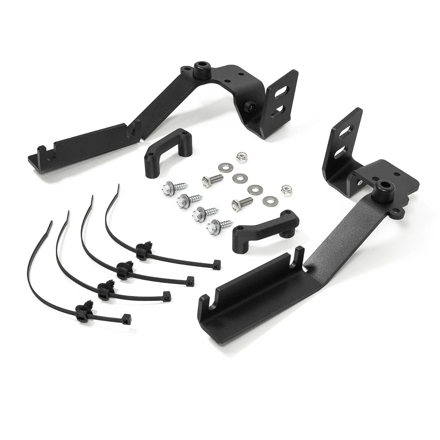 2016-2024 Titan / Titan XD SDHQ Built A-Pillar Light Mounts display of included parts and hardware