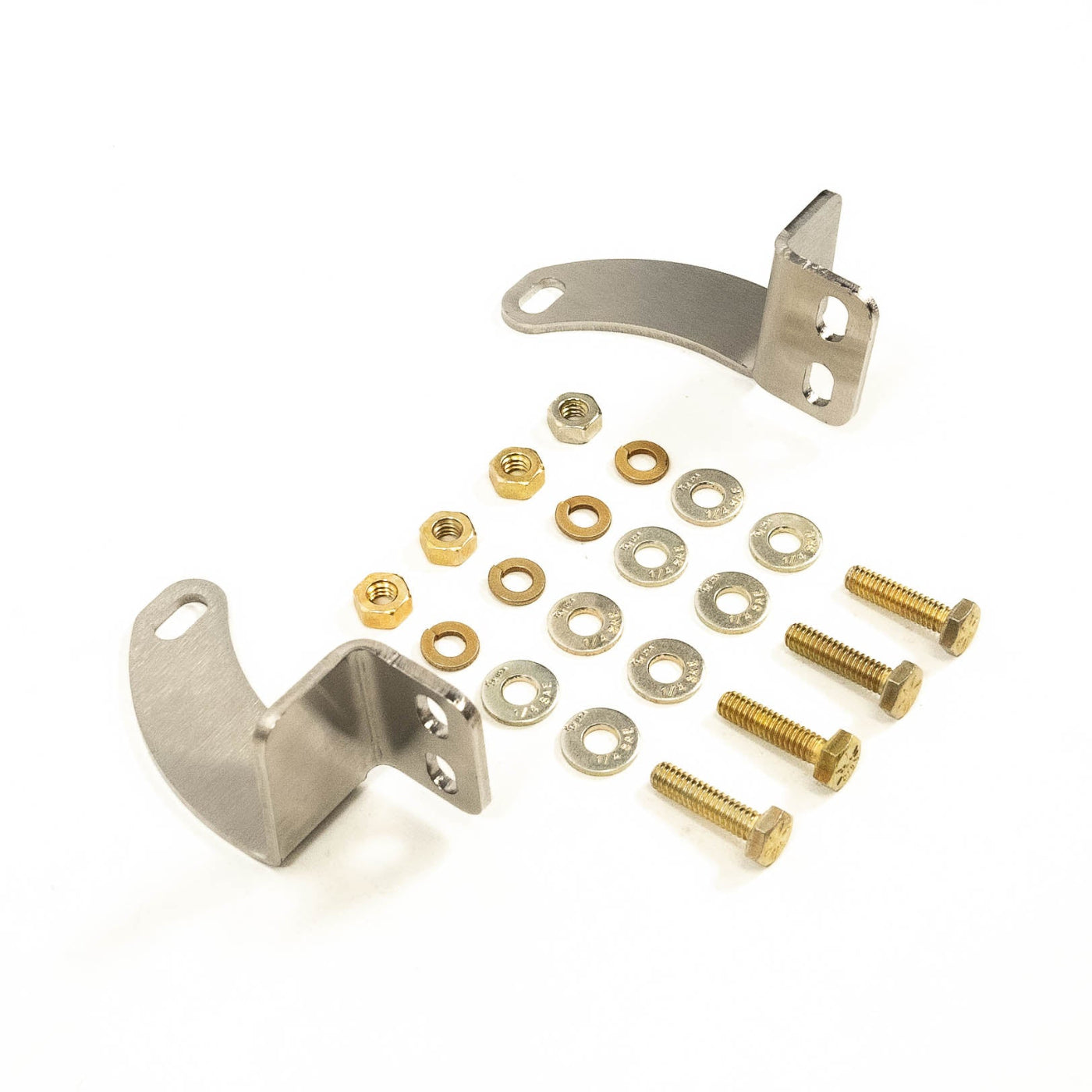 SDHQ Built '22-24 Tundra Hidden Winch Mount 20" Light Bar Mounting Bracket Kit display of included parts and hardware