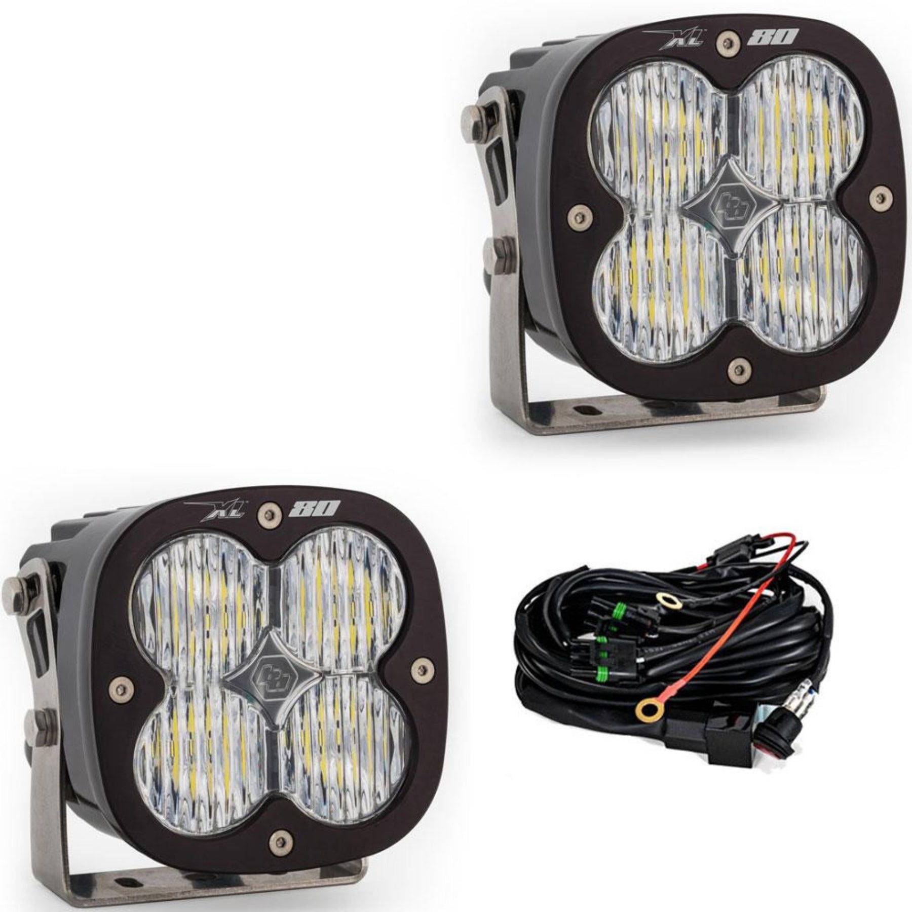 Baja Designs XL 80 LED Light Display of Included Parts