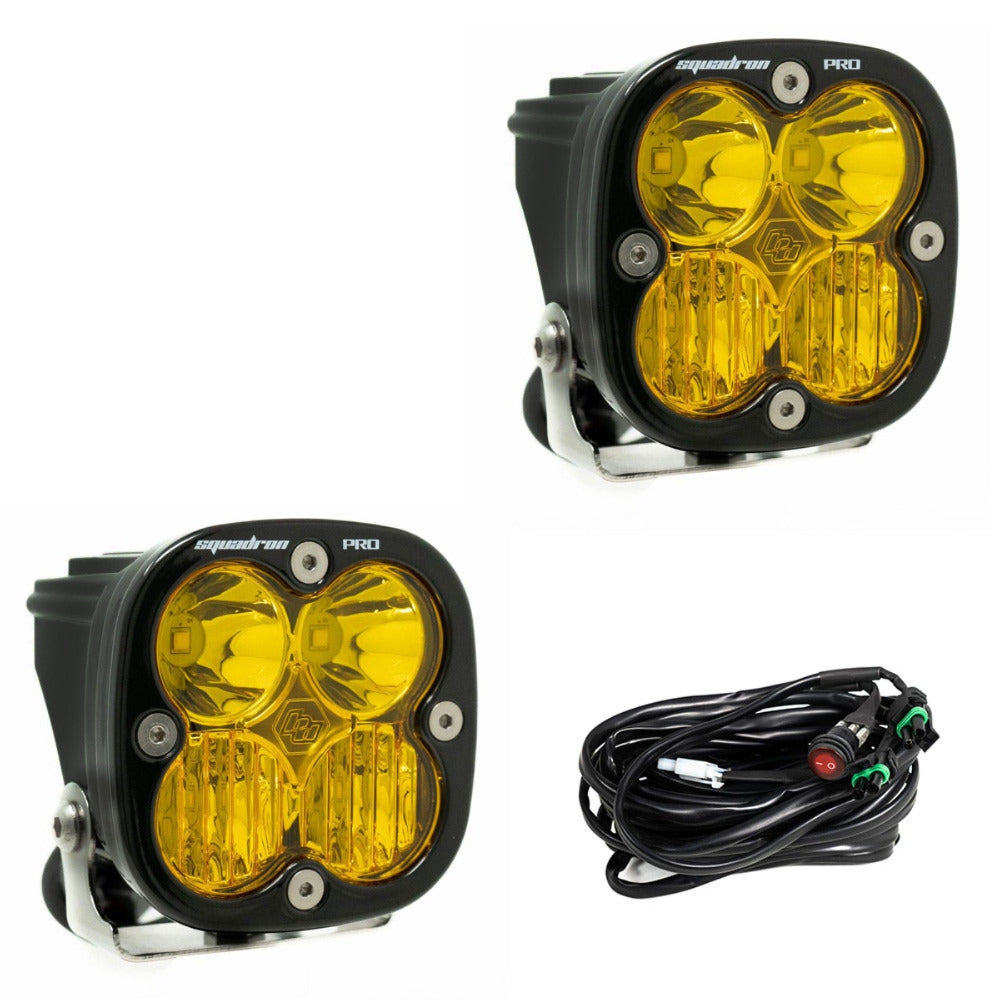 Baja Designs Squadron Pro LED Lights-Pair Display of Included Parts
