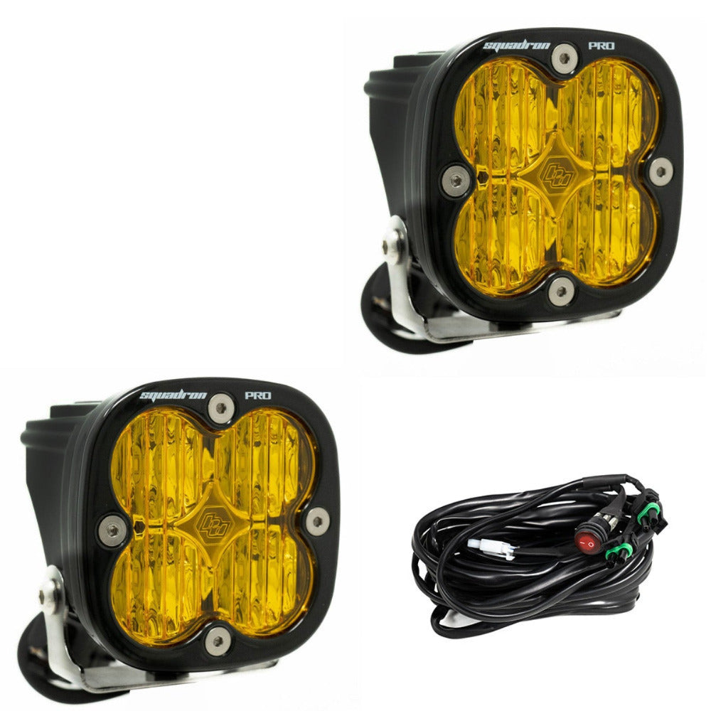 Baja Designs Squadron Pro LED Lights-Pair Display of Included Parts