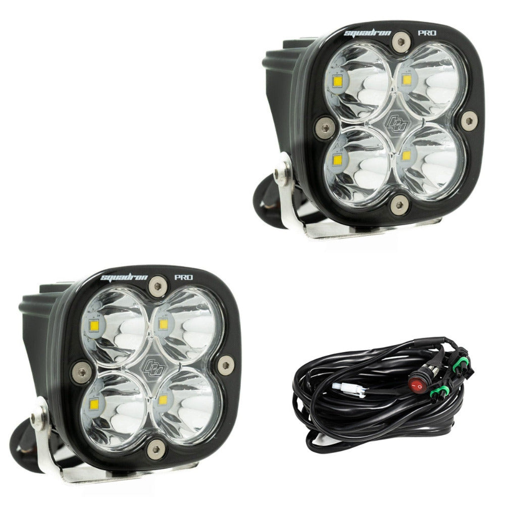 Baja Designs Squadron Pro LED Lights-Pair Display of Included Parts