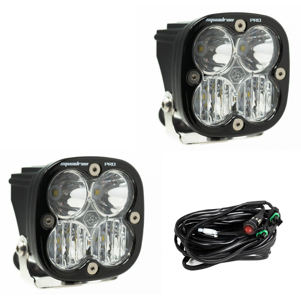 Baja Designs Squadron Pro LED Lights-Pair Display of Included Parts