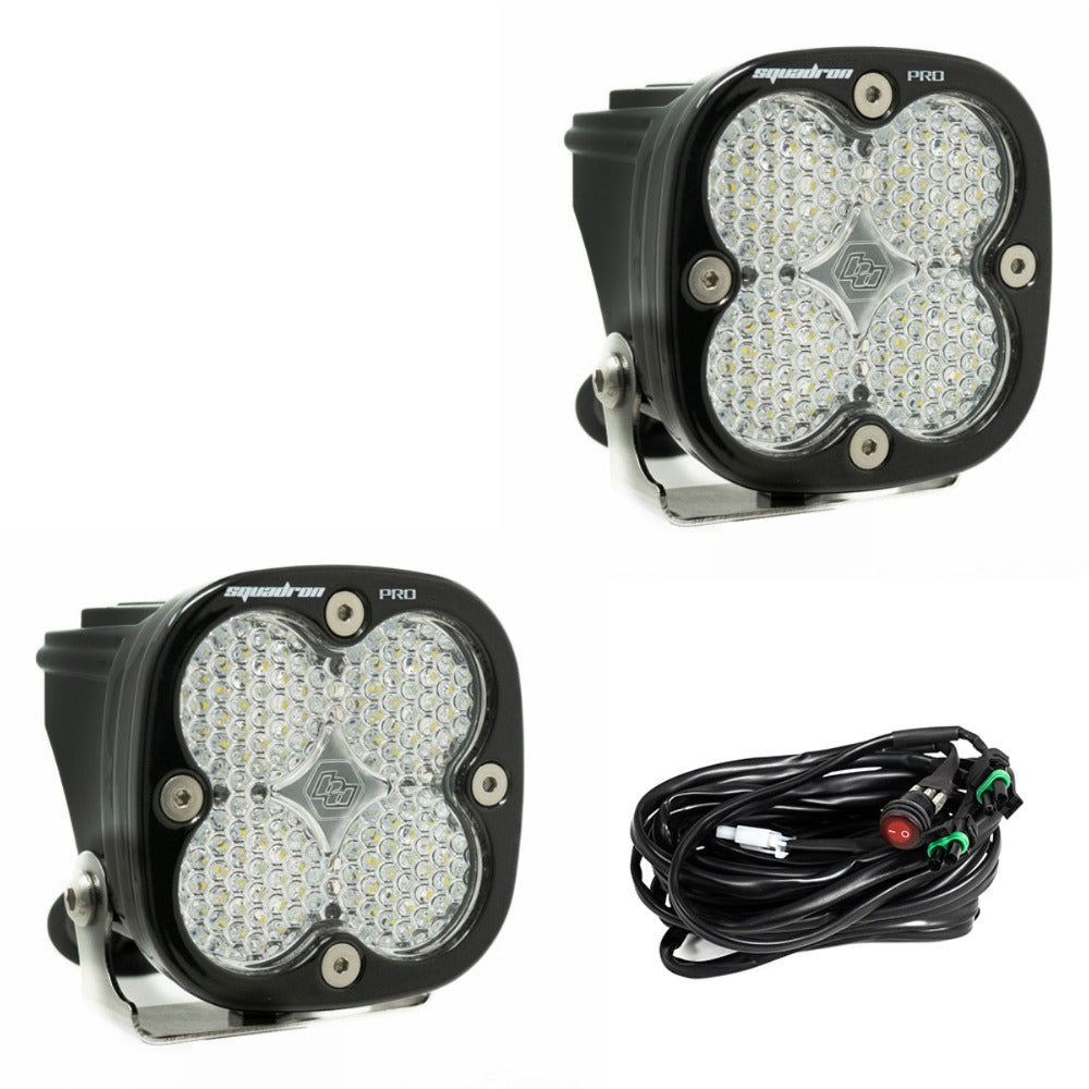 Baja Designs Squadron Pro LED Lights-Pair Display of Included Parts