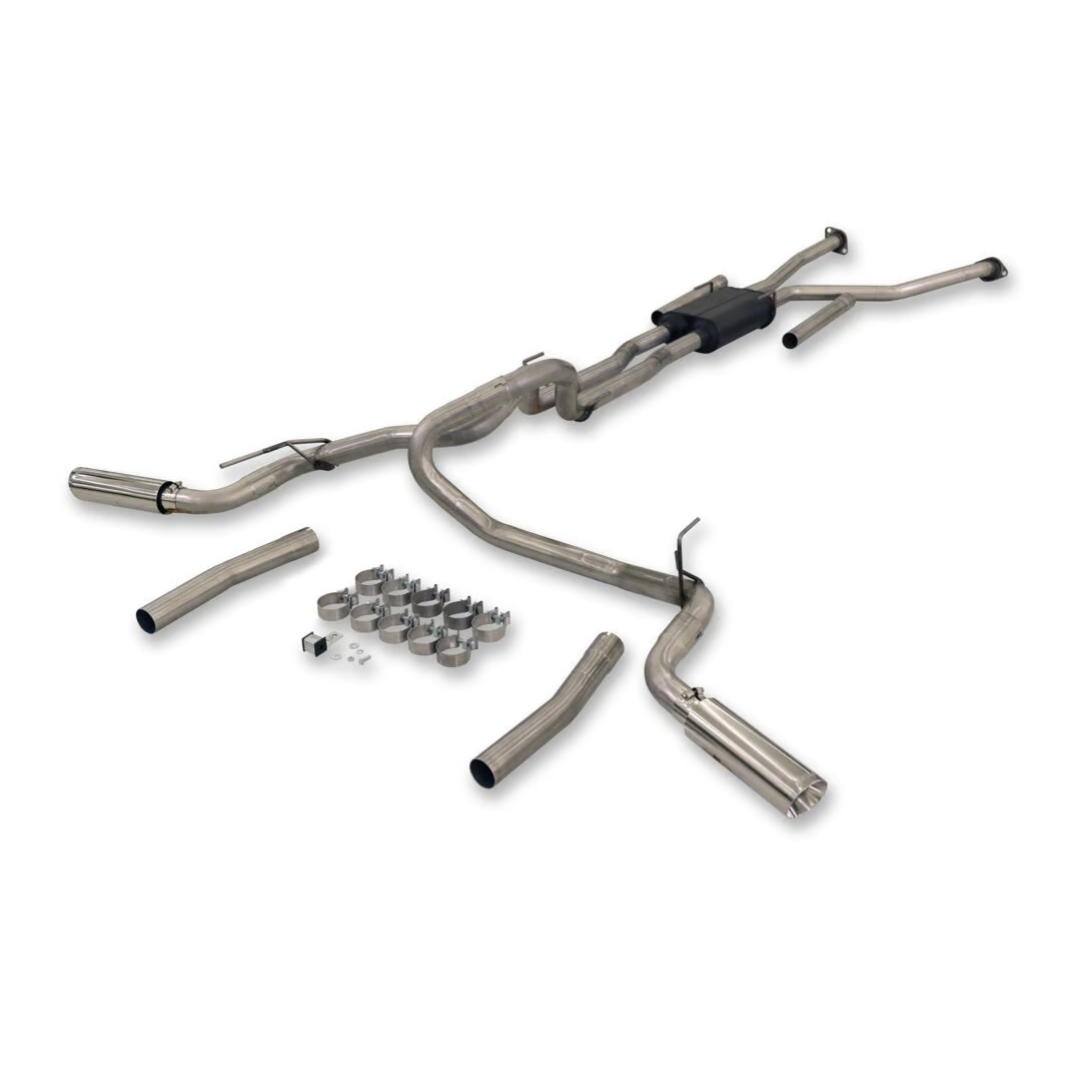 Flowmaster American Thunder Cat-Back Exhaust System Display of Included parts