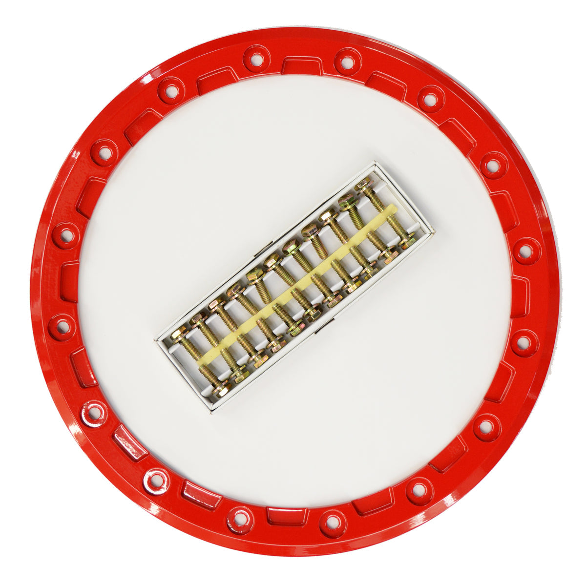 Raceline 15" UTV Red 16 Hole - A93 Podium Beadlock Rings Front View