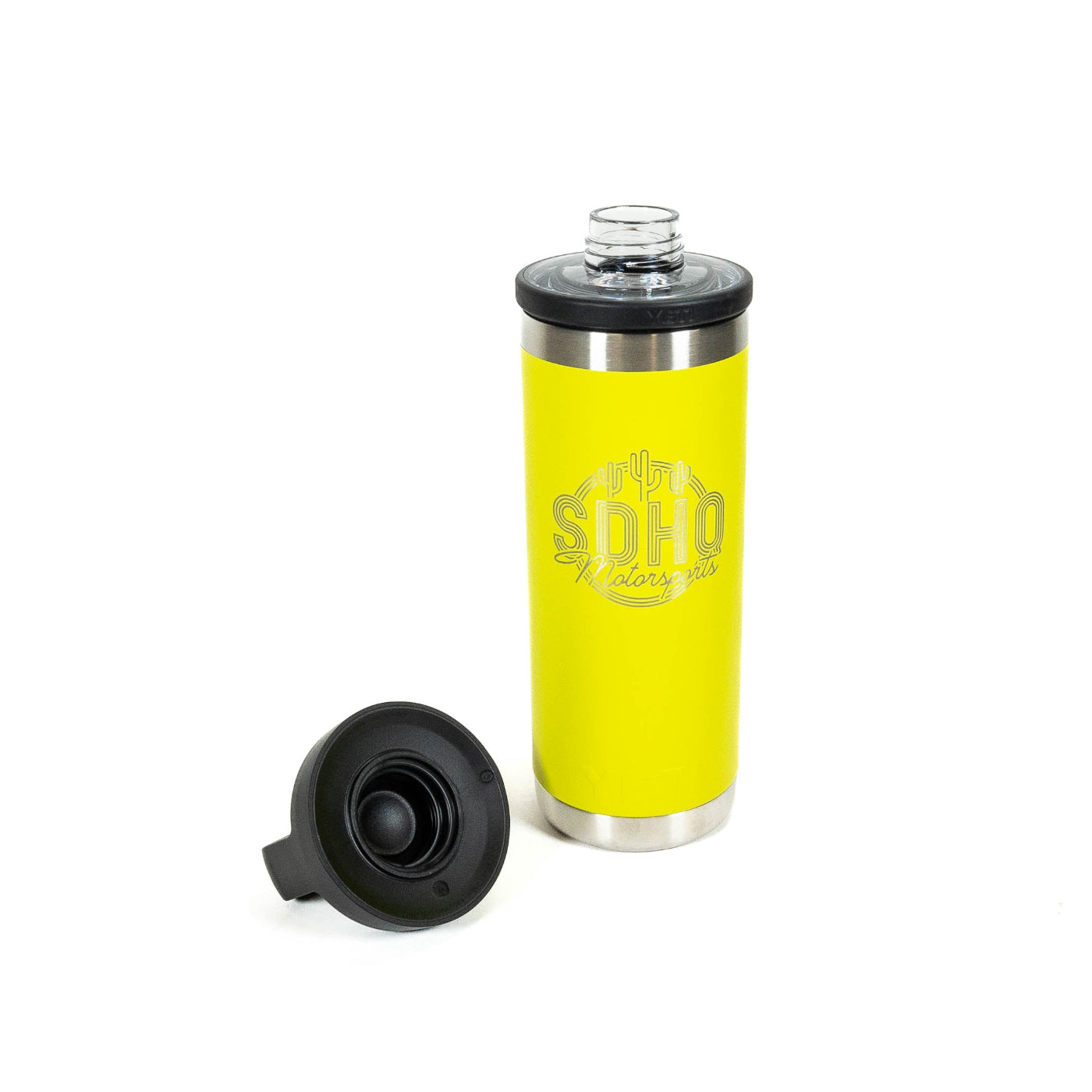 SDHQ Neon Sign Logo Yeti Rambler 18oz Water Bottle with Chug Cap | Firefly Yellow