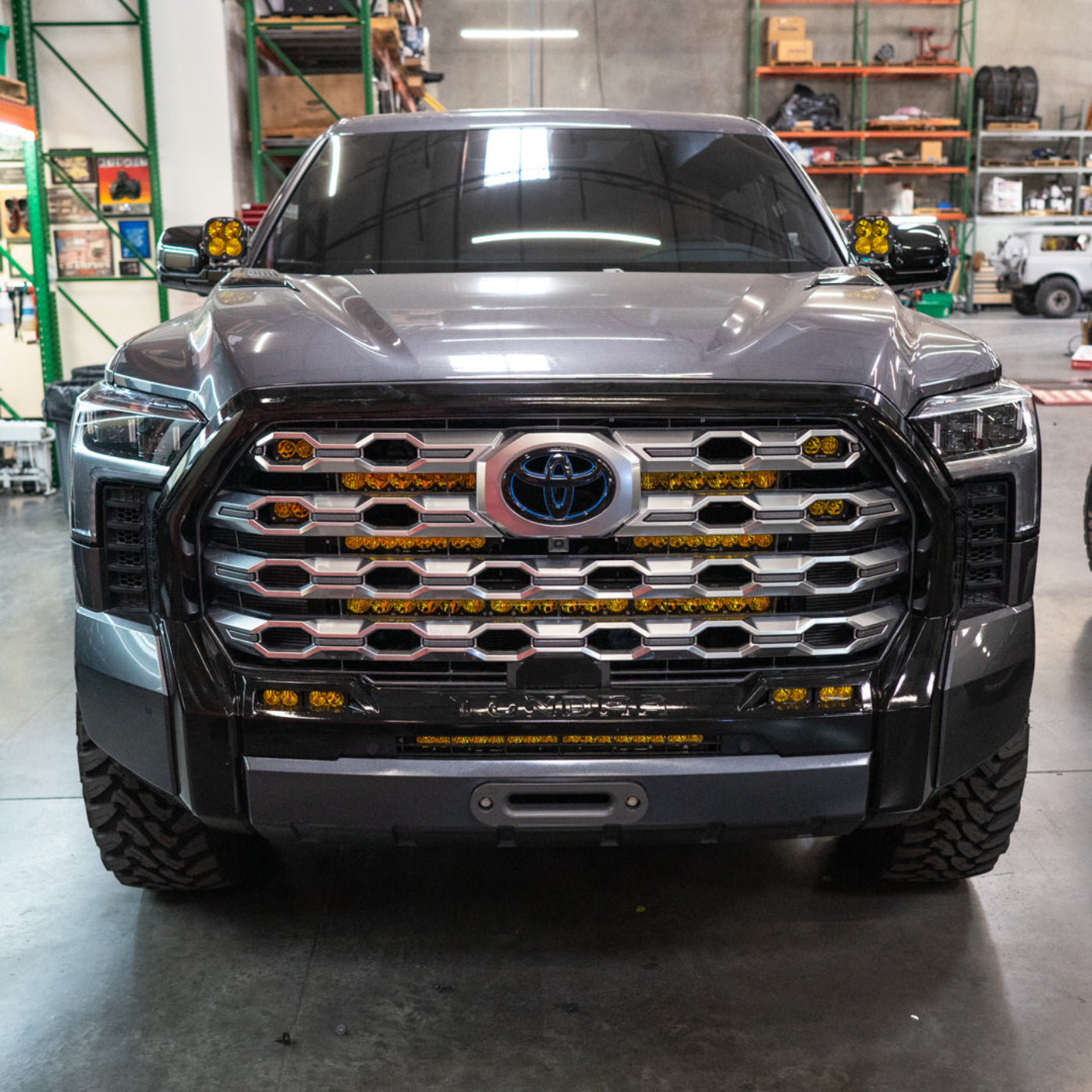 '22-25 Toyota Tundra/2023+ Sequoia SDHQ Built Behind the Grille Light Bar Mount installed