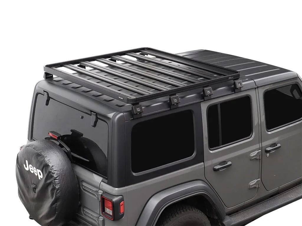 Jeep Wrangler JL 4 Door (2018-Current) Slimline II 1/2 Roof Rack Kit / Tall Front View