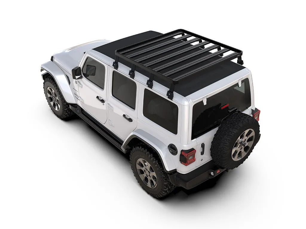 Jeep Wrangler JL 4 Door Sky One-Touch Extreme Slimline II Roof Rack Kit Front View
