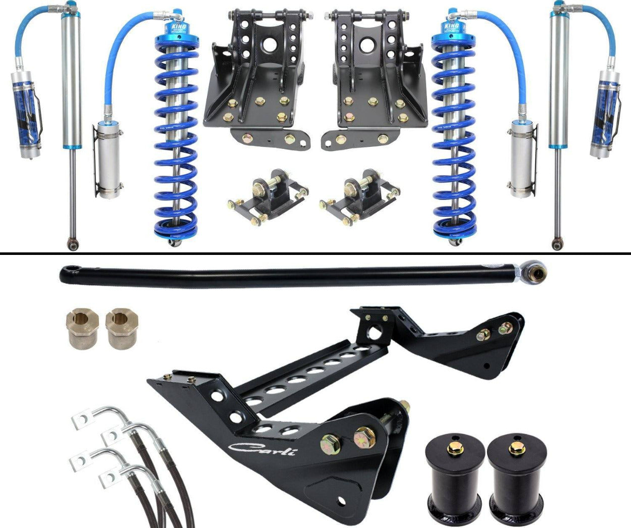 '05-07 Ford F250/350 2.5 Coilover System-4.5" Lift Display of Included parts