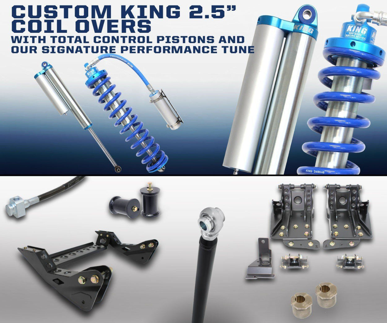 '05-07 Ford F250/350 2.5 Coilover System-4.5" Lift Display of Included Parts