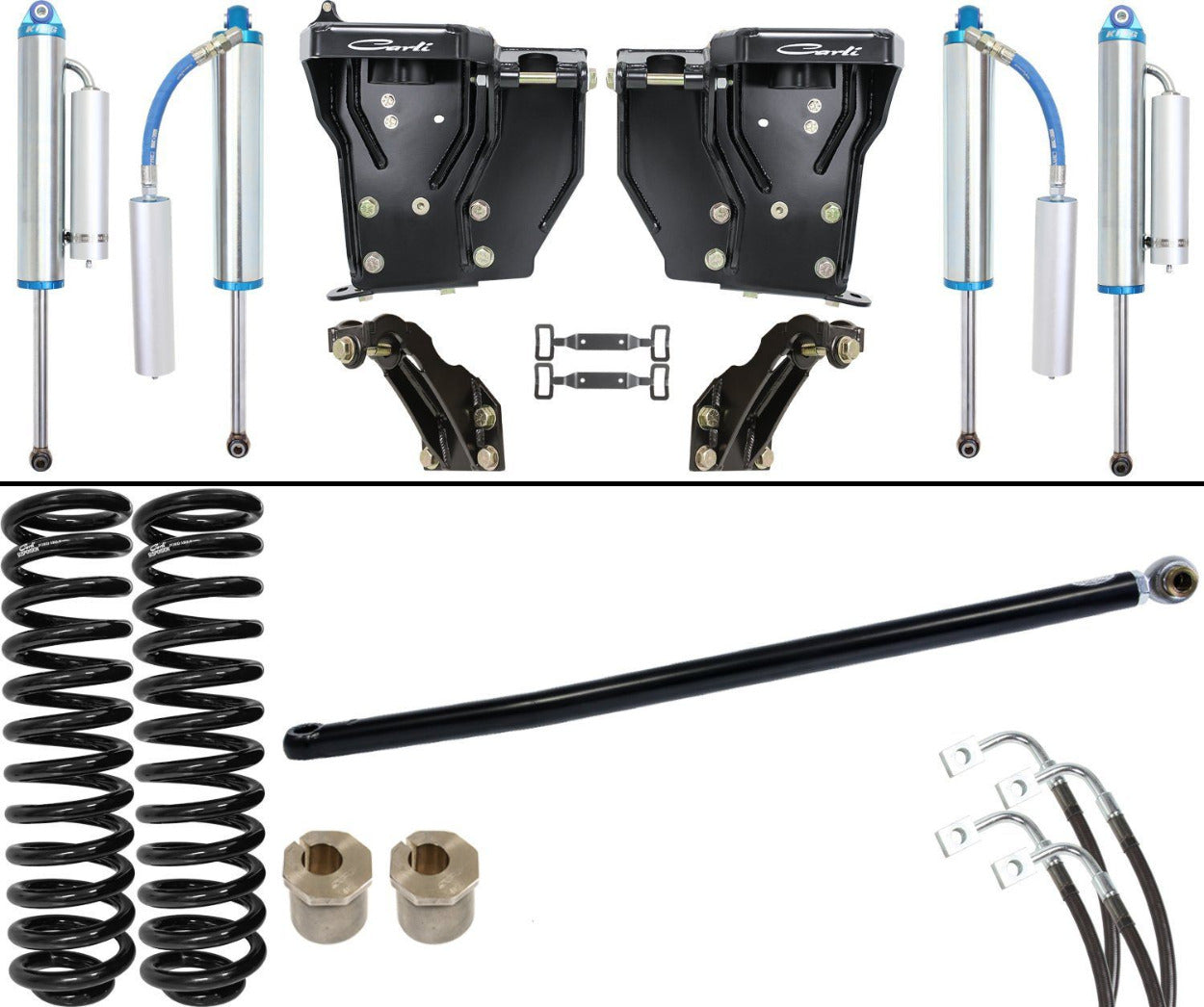 '05-07 Ford F250/350 3.0 Dominator System-2.5" Lift Display of Included Parts