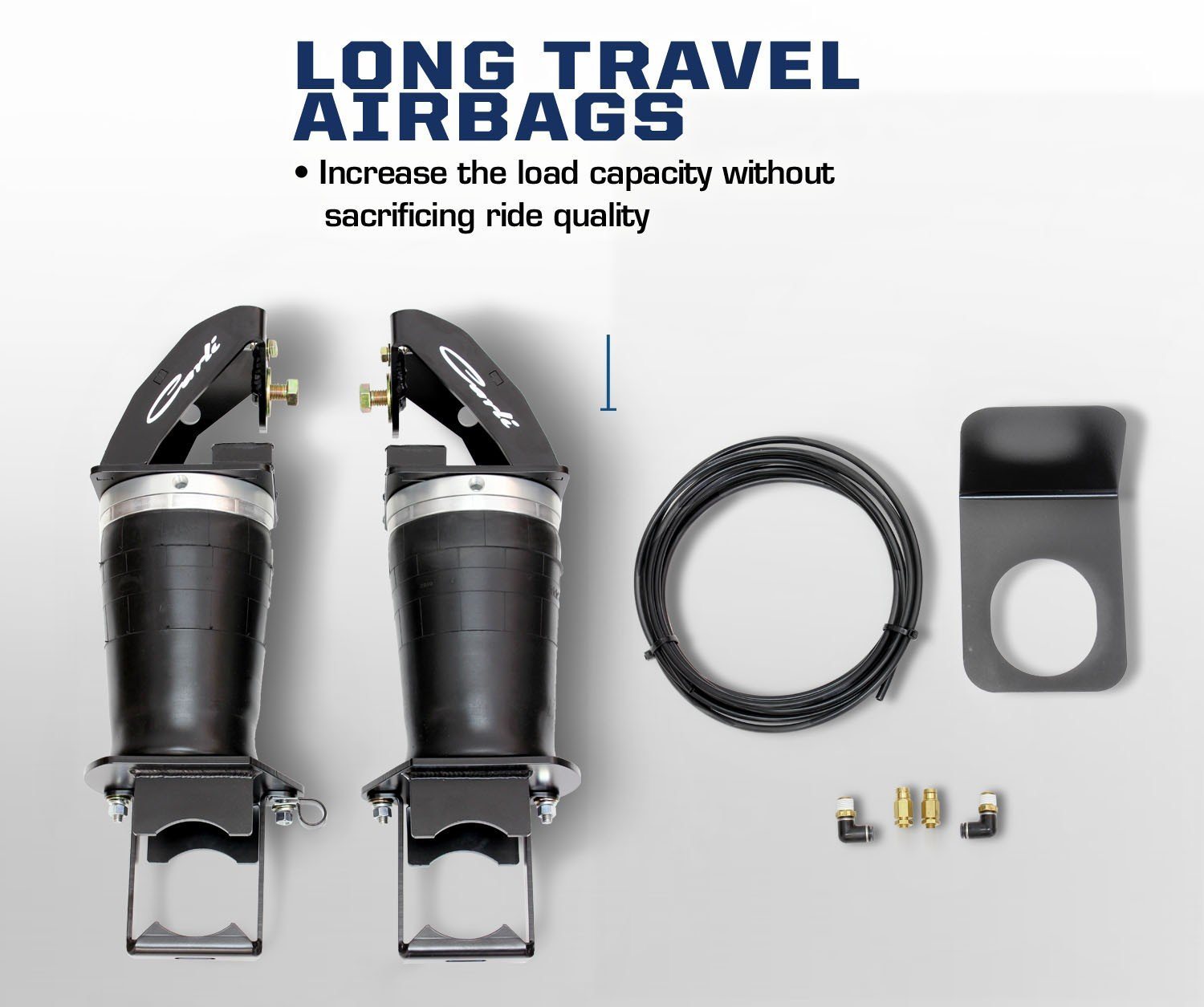 '05-16 Ford F250/350 Carli Suspension Long Travel Air Bag Kit Display and benefits