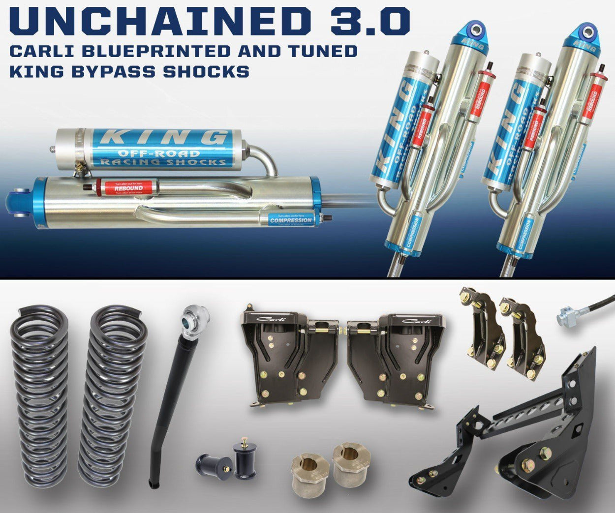 '08-10 Ford F250/350 3.0 Unchained System-4.5" Lift Display of Included Parts