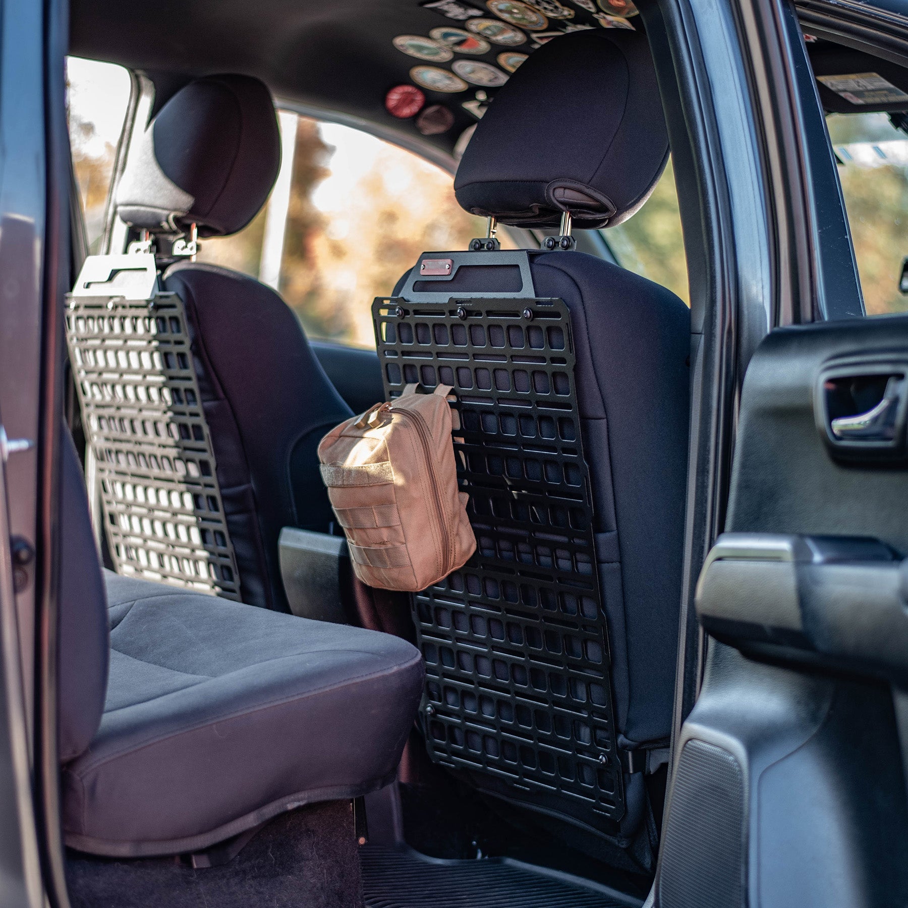 '16-23 Toyota Tacoma Builtright Industries Seat Back Tech Plate Molle Panel Kit Display in Vehicle