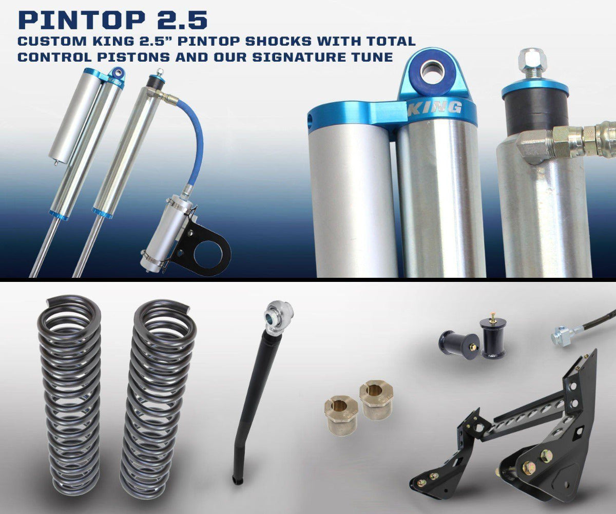 '11-16 Ford F250/350 Carli Suspension 2.5 Pintop System - 2.5" Lift Display of Included Parts