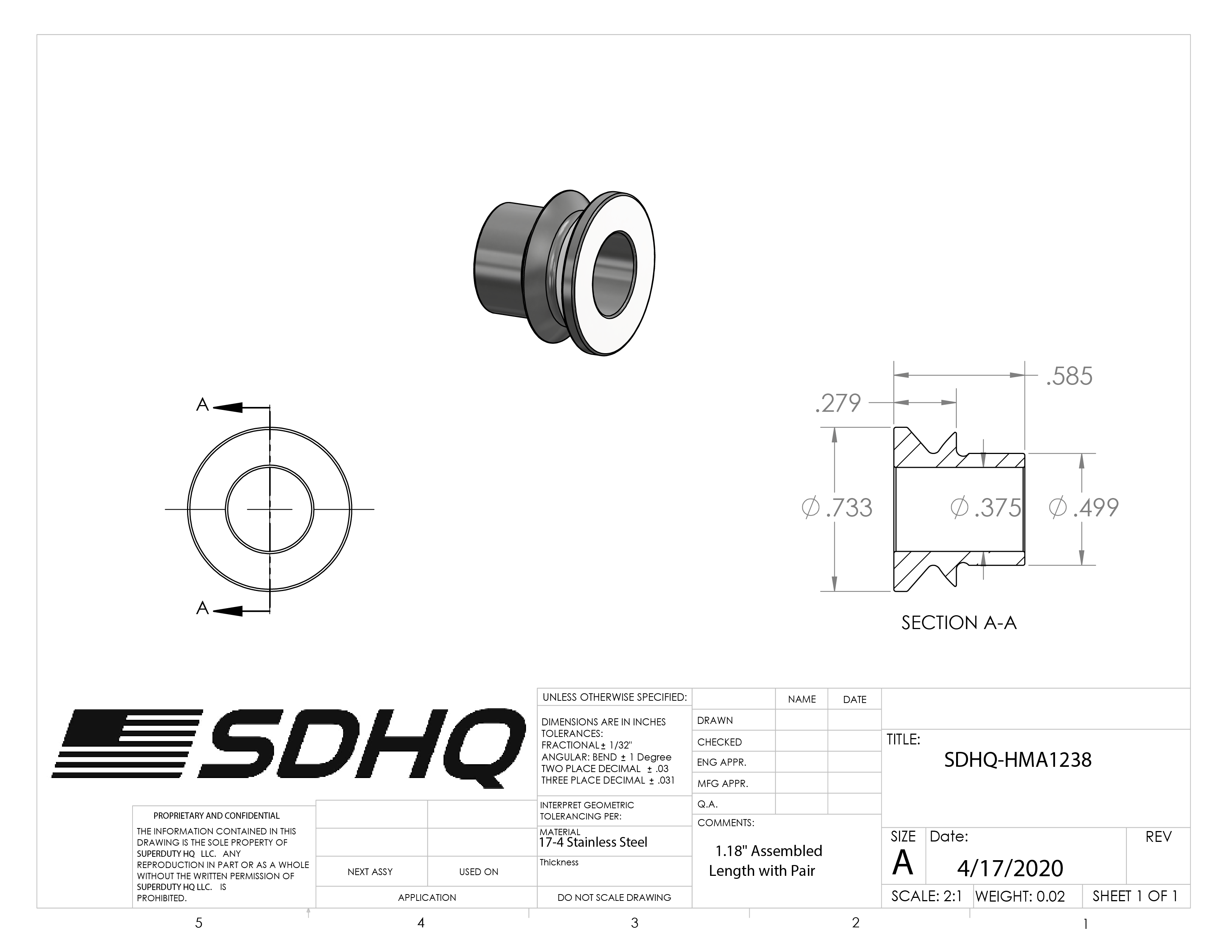 1/2"-3/8" High Misalignment Spacer-0.59" Tall Misalignment Spacer SDHQ Off Road