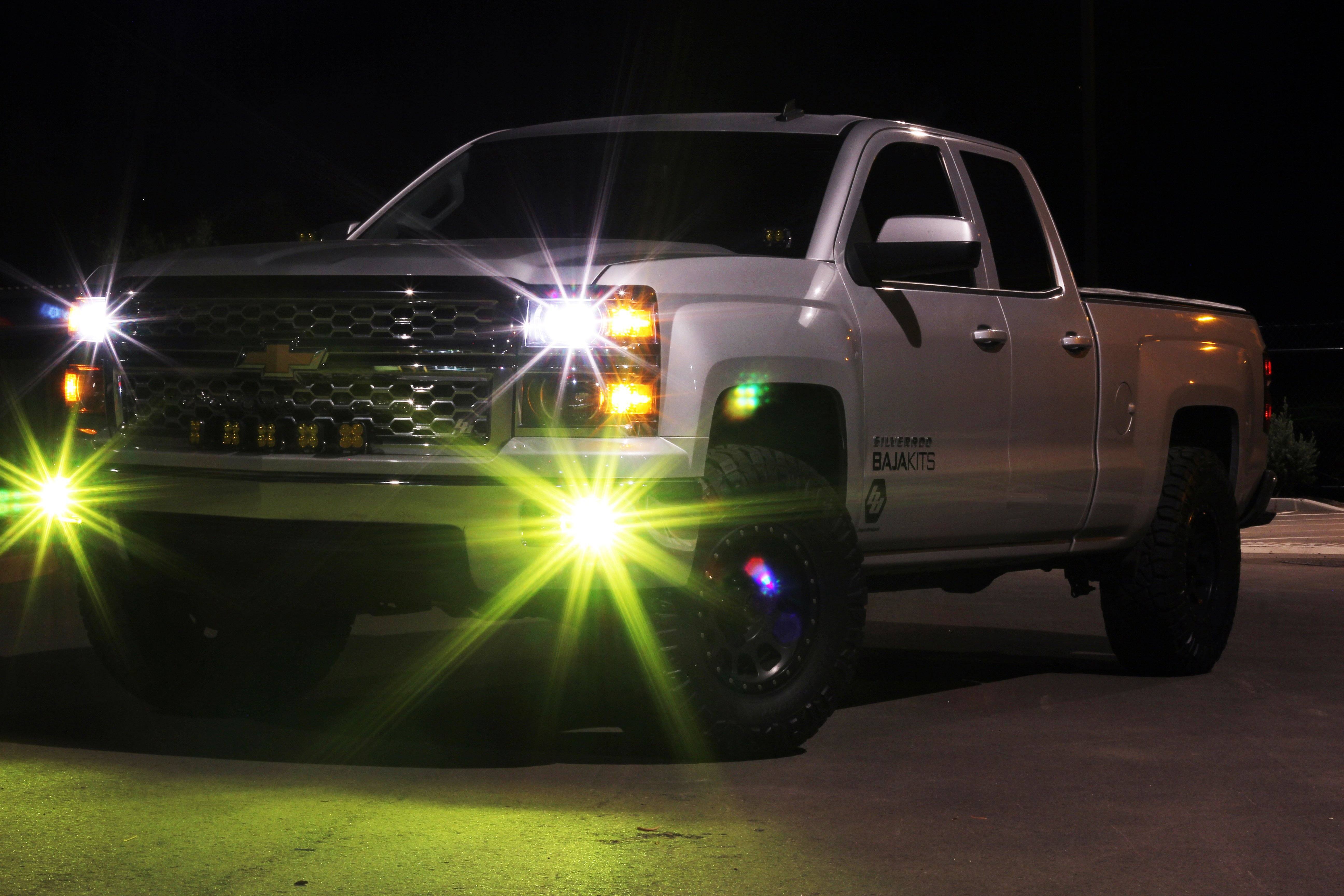 '14-15 Chevy Silverado 1500 Dual Fog Pocket Kit Lighting Baja Designs display in use on Vehicle