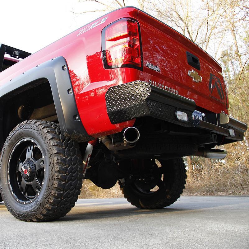 14-18 Chevy/GMC 1500 Black Steel Series Rear Bumper Display on vehicle