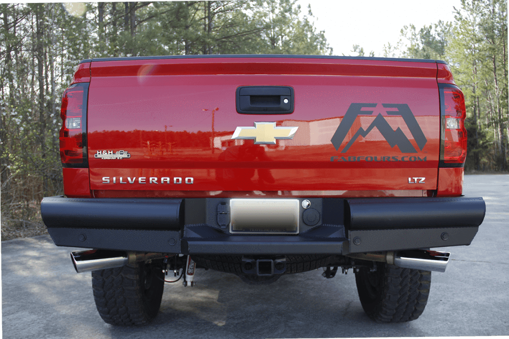 14-18 Chevy/GMC 1500 Elite Black Steel Series Rear Bumper Display on vehicle