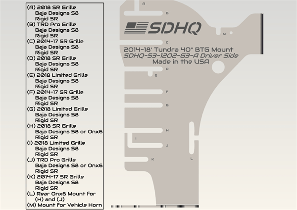 '14-21 Toyota Tundra SDHQ Built Behind the Grille Mount Lighting SDHQ Off Road (compatibility chart)
