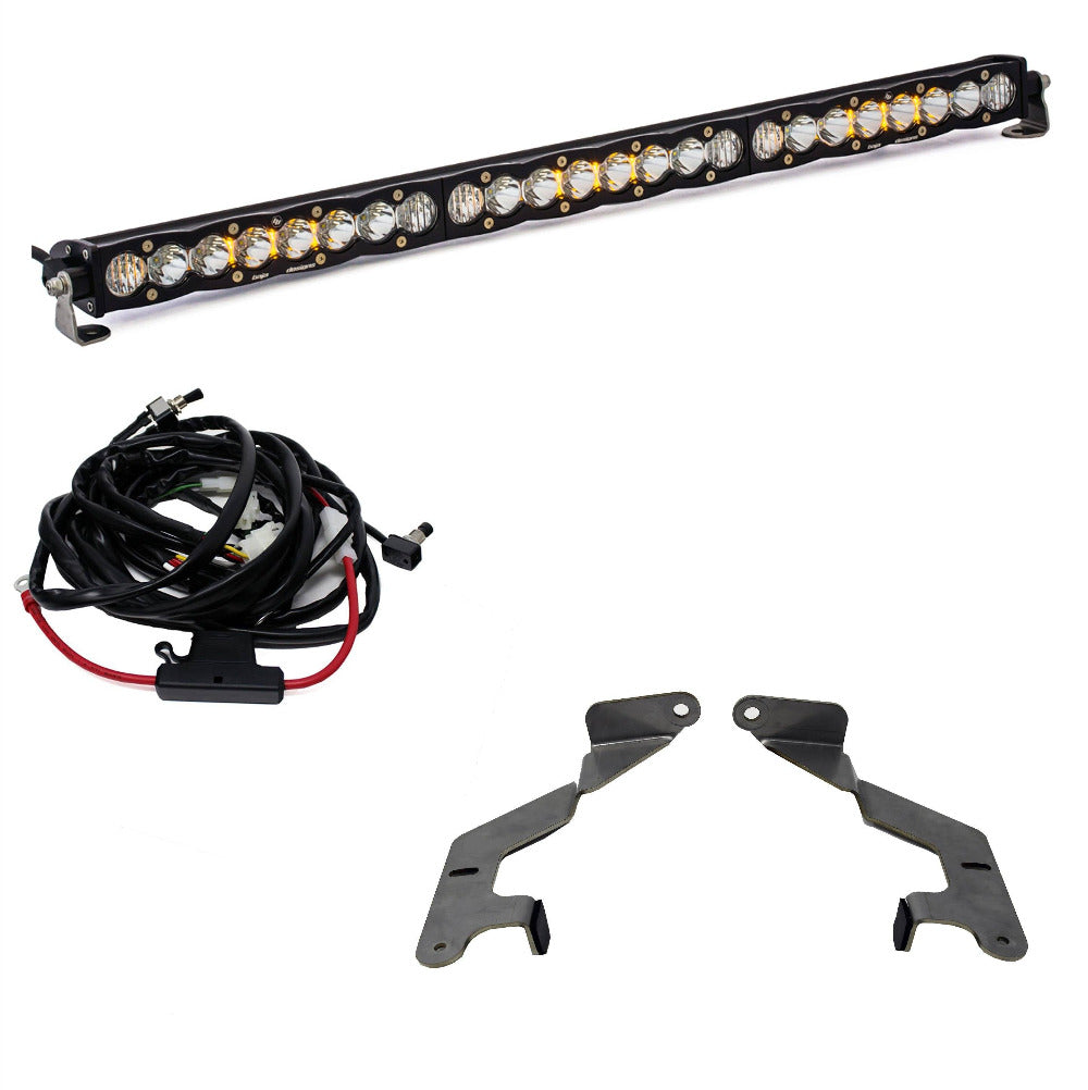 '14-21 Toyota Tundra Lower Bumper 30" Light Bar Kit Baja Designs Display of Included Parts