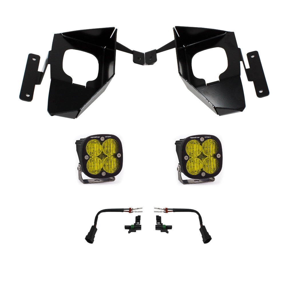 '16-18 Chevy Silverado 1500 Fog Pocket Kit Squadron Sport Baja Designs amber Display of Included Parts