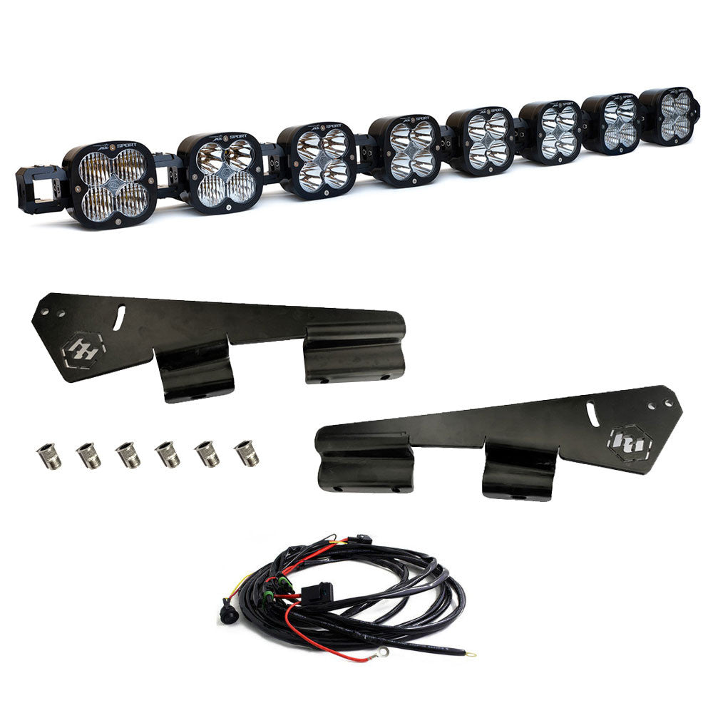 '05-22 Toyota Tacoma 8 XL Linkable Roof Bar Kit Baja Designs Display of Included Parts