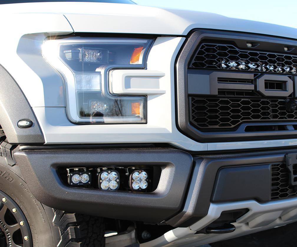 '17-18 Ford Raptor SAE Fog Light Pocket Kit Lighting Baja Designs display on Vehicle
