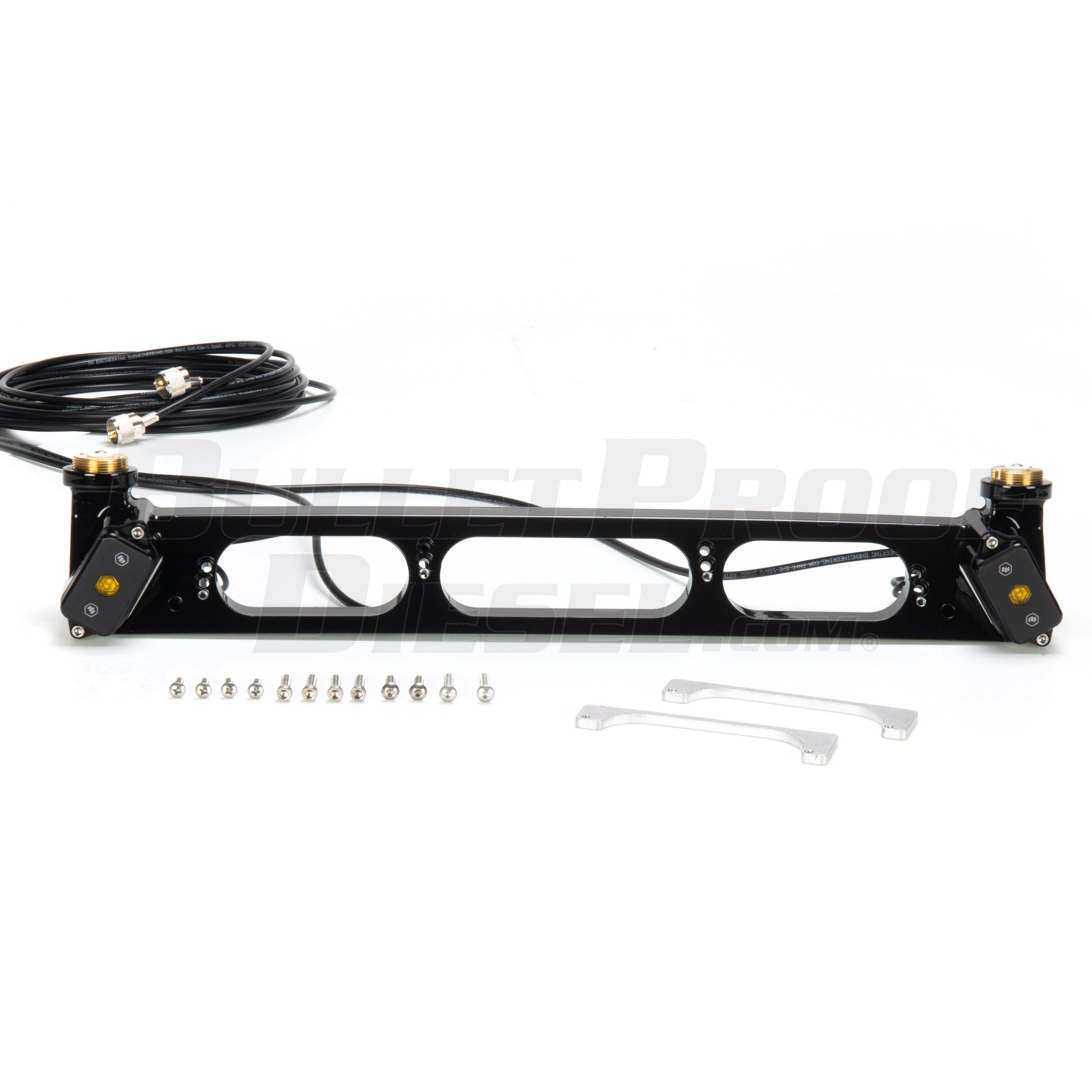 '17-24 Ford F250/350 3rd Brake Light Dual Antenna Mount w/ Baja Designs LED's Display of Included Parts