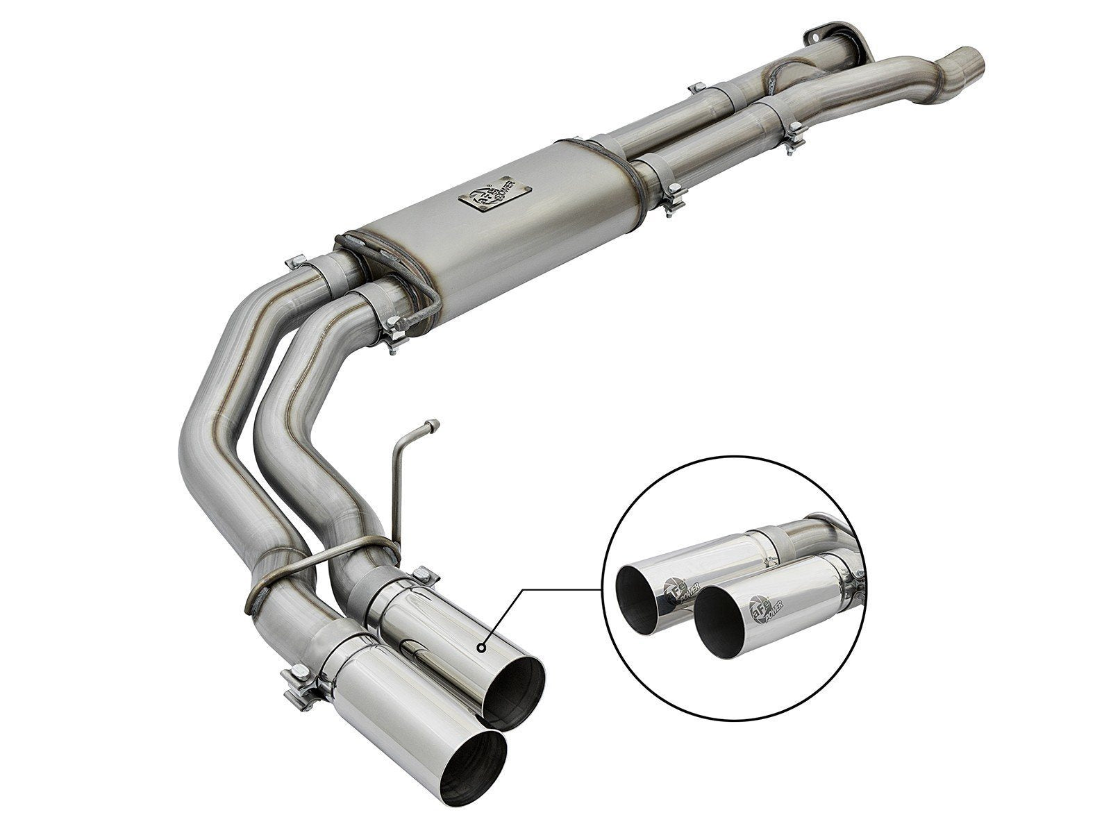 17-20 Ford Raptor Rebel Series 3" 409 Stainless Steel Cat Back Exhaust System AFE Power Polished Exhaust Tip display
