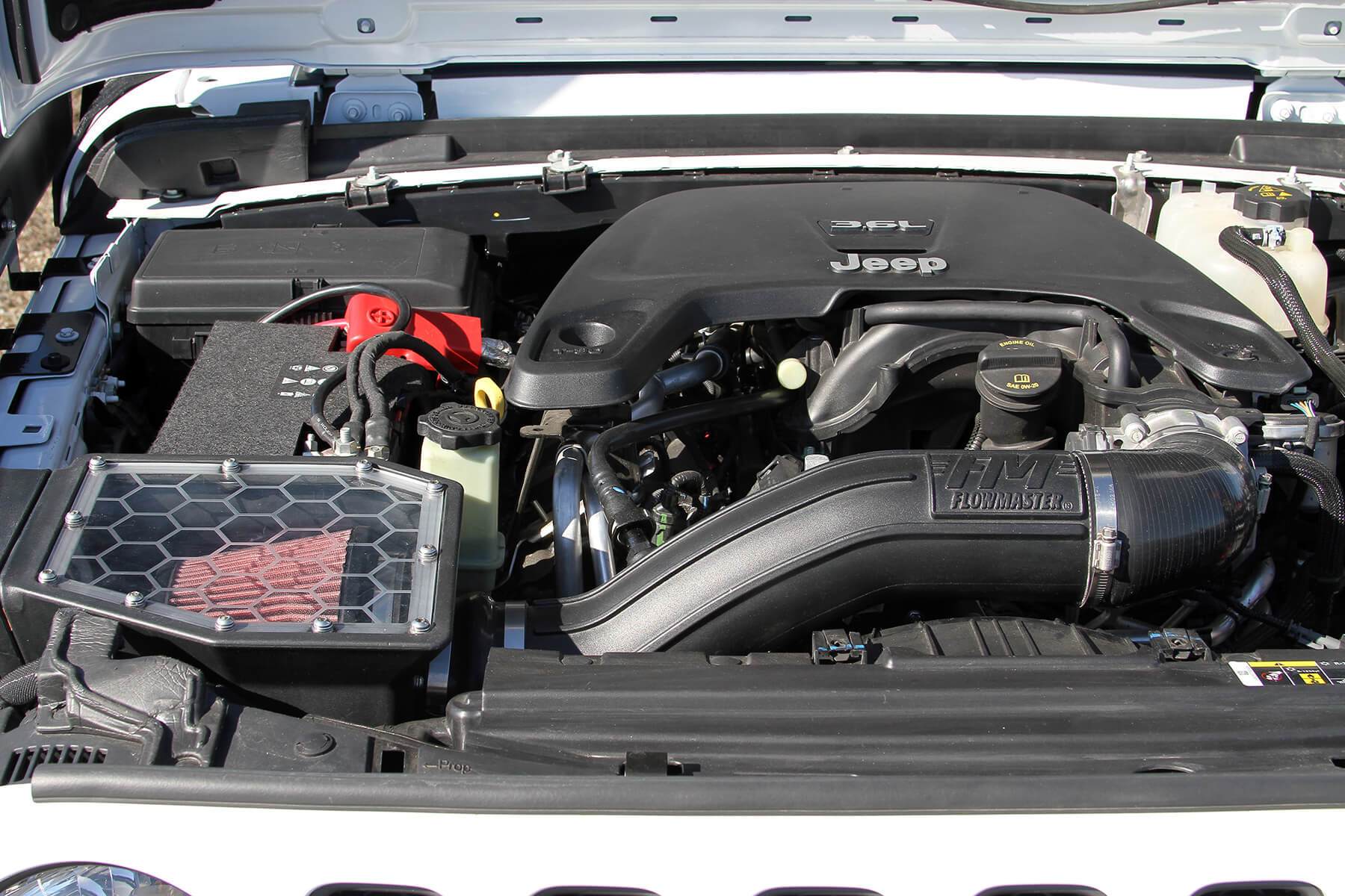 '18-20 Jeep JL 3.6L Delta Force Performance Air Intake Close-up Display on Vehicle