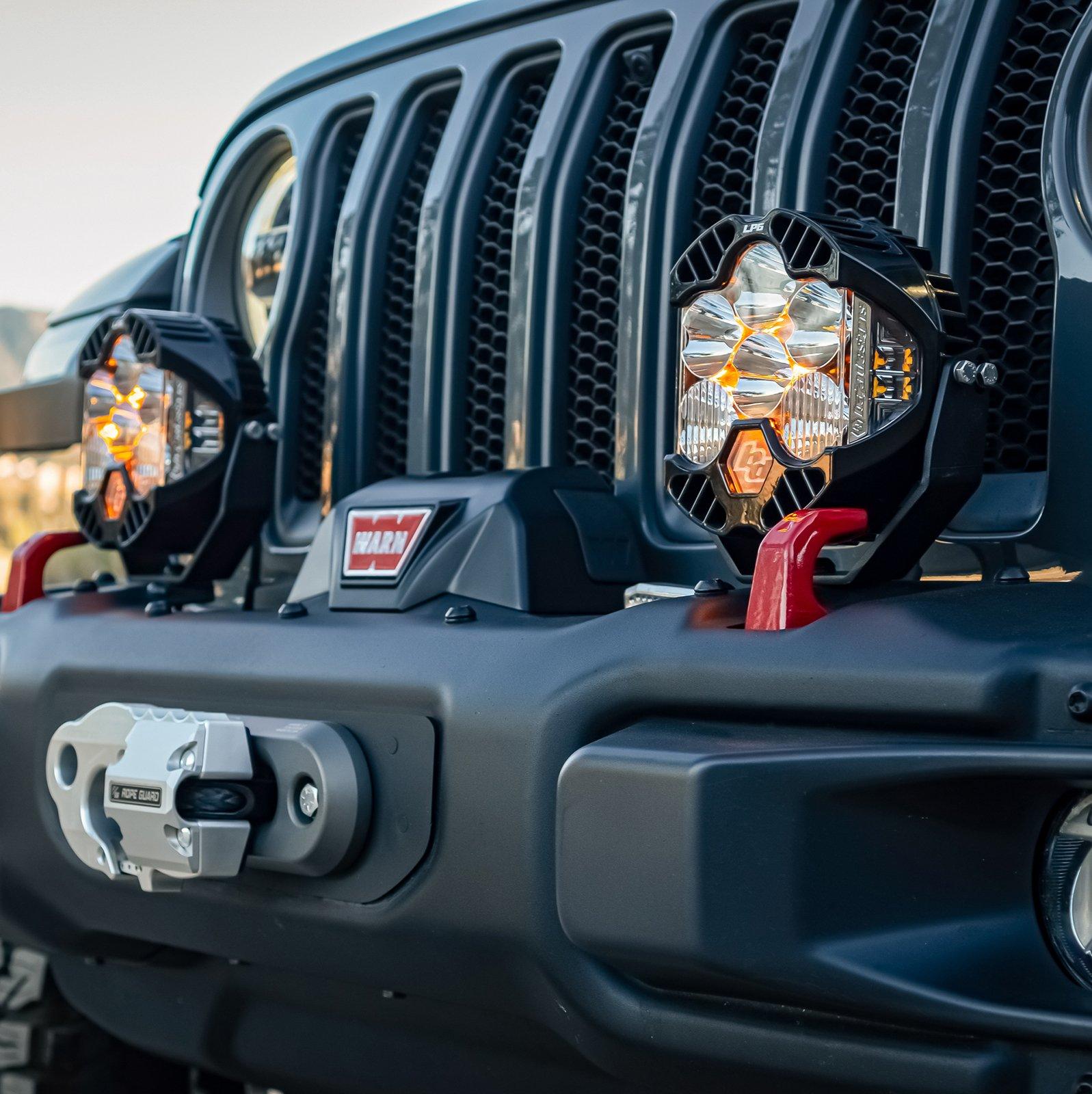 '18-23 Jeep JL Rubicon Steel Bumper Kit Lighting Baja Designs close-up