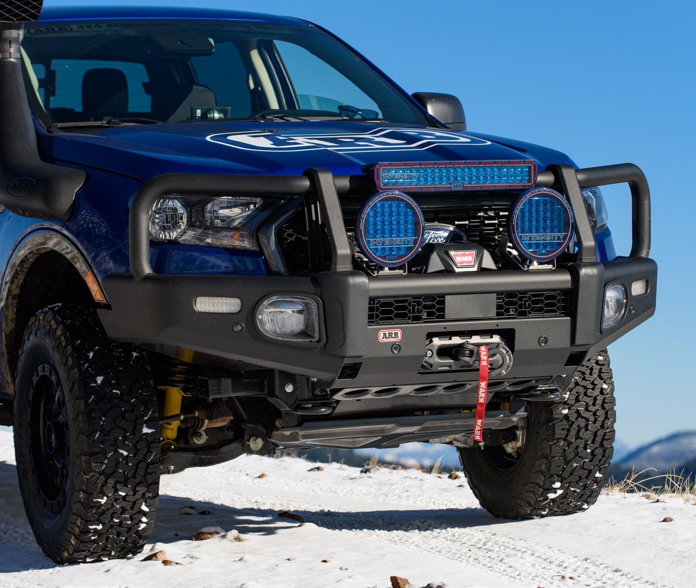 '19-22 Ford Ranger Summit Series Bumper ARB Close-up display on Vehicle (Angled Front View)
