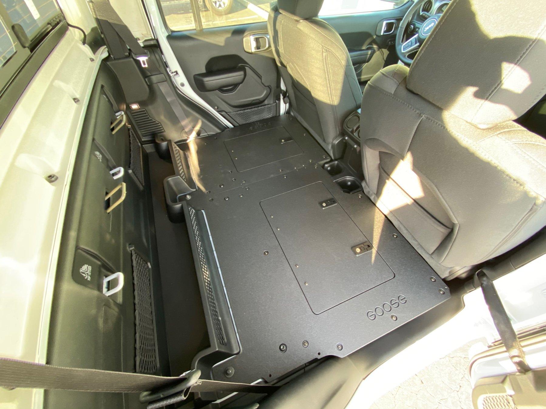 '19-23 Jeep JT 4 Door Goose Gear 2nd Row Seat Delete Plate System Display in vehicle