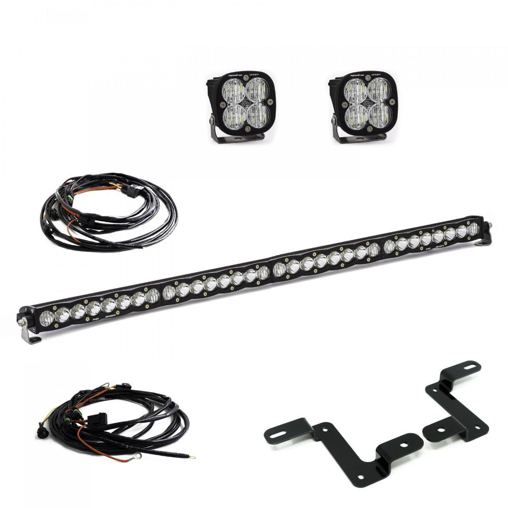 '20-22 Jeep Gladiator (JT) Squadron Series & 40" S8 Cowl Mounting Kit Lighting Baja Designs Display of Included Parts