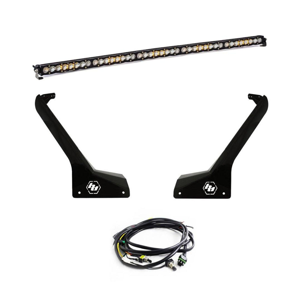 '20-22 Jeep JT Gladiator 50" S8 Roof Bar Kit Lighting Baja Designs Display of Included Parts