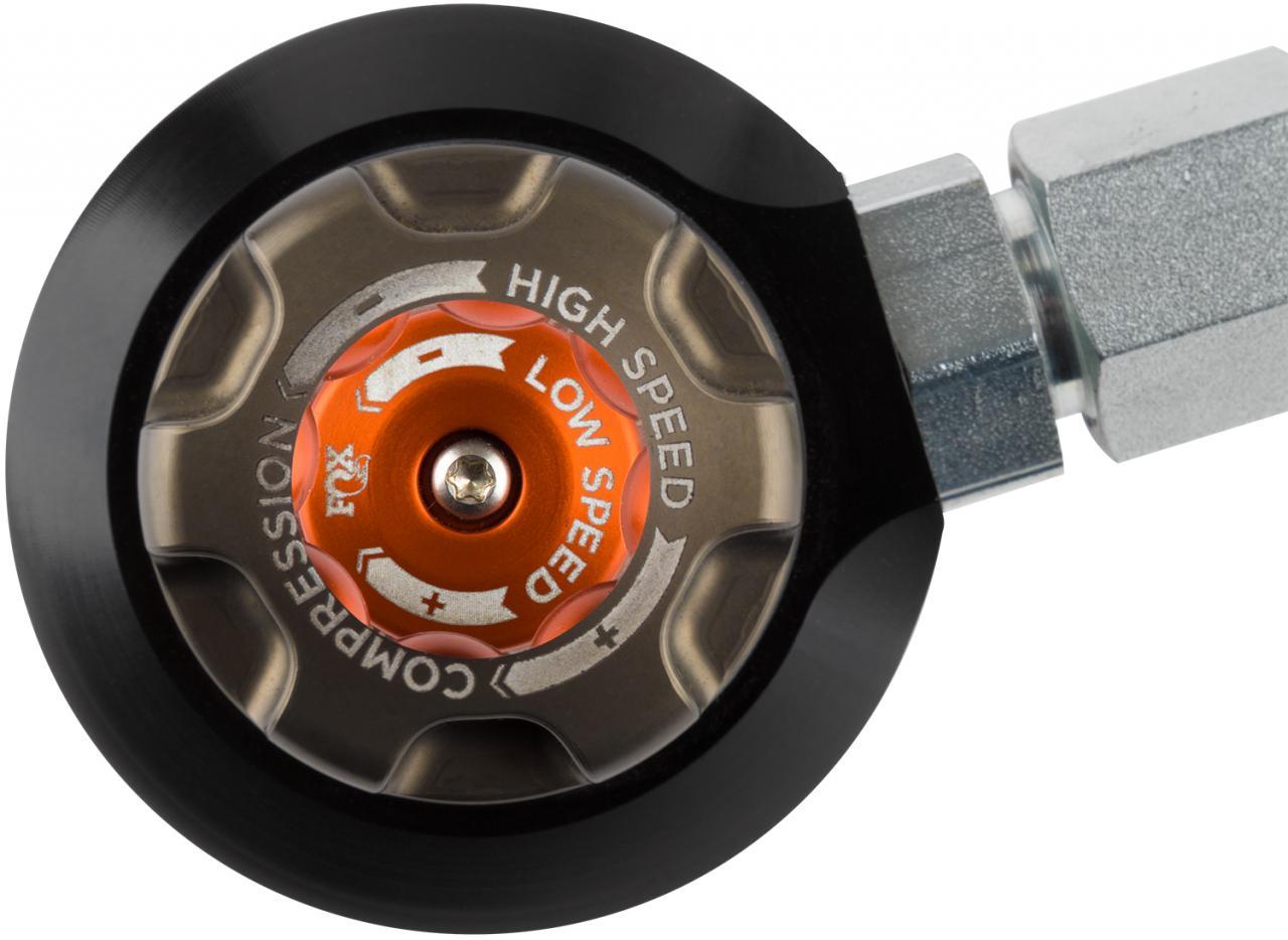 '20-23 Jeep JT Performance Elite Series RR 2.5 Front Shocks Close-up Display of Compression Adjuster