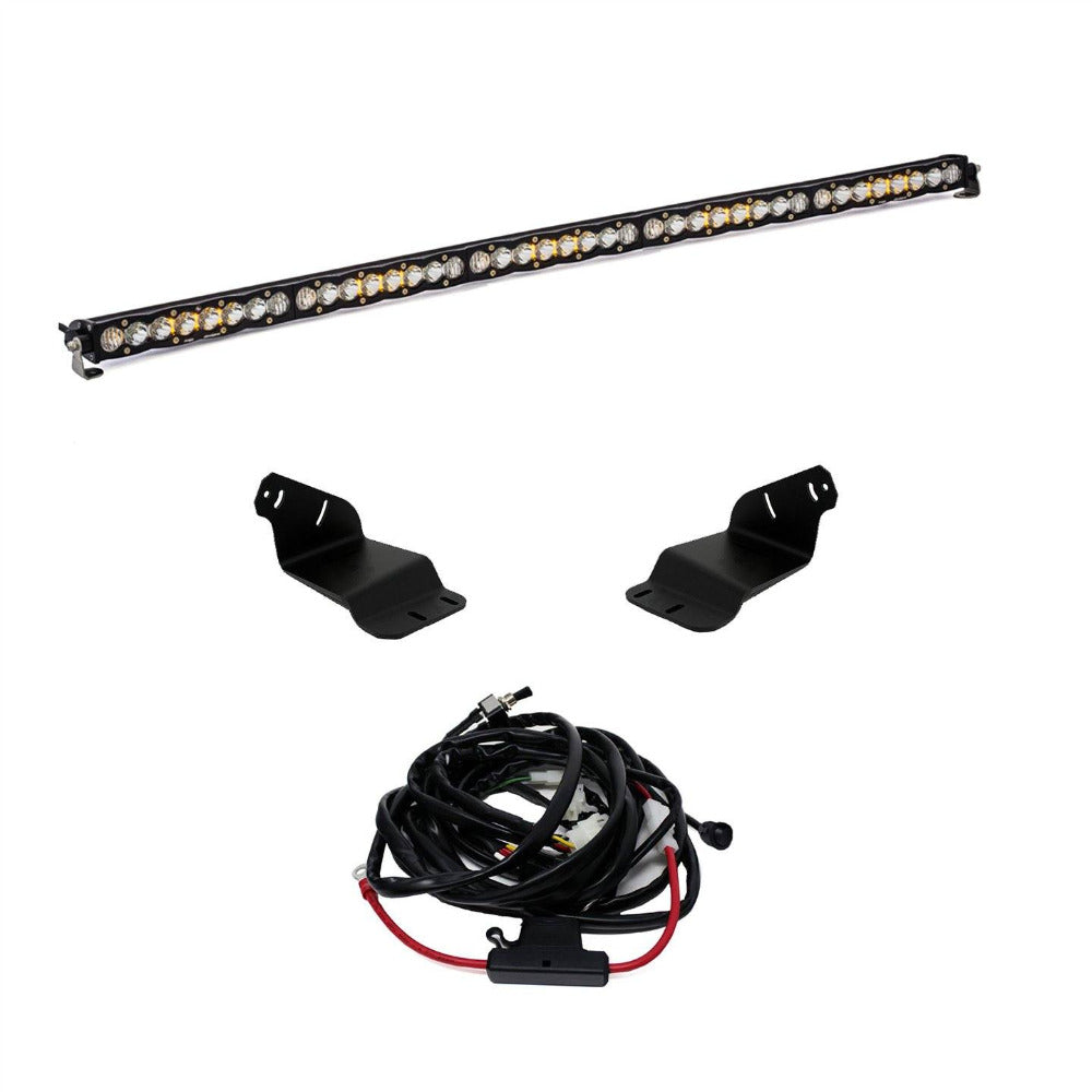 '21-23 Ford Bronco 50" S8 Series LED Roof Bar Kit Lighting Baja Designs Display of Included Parts