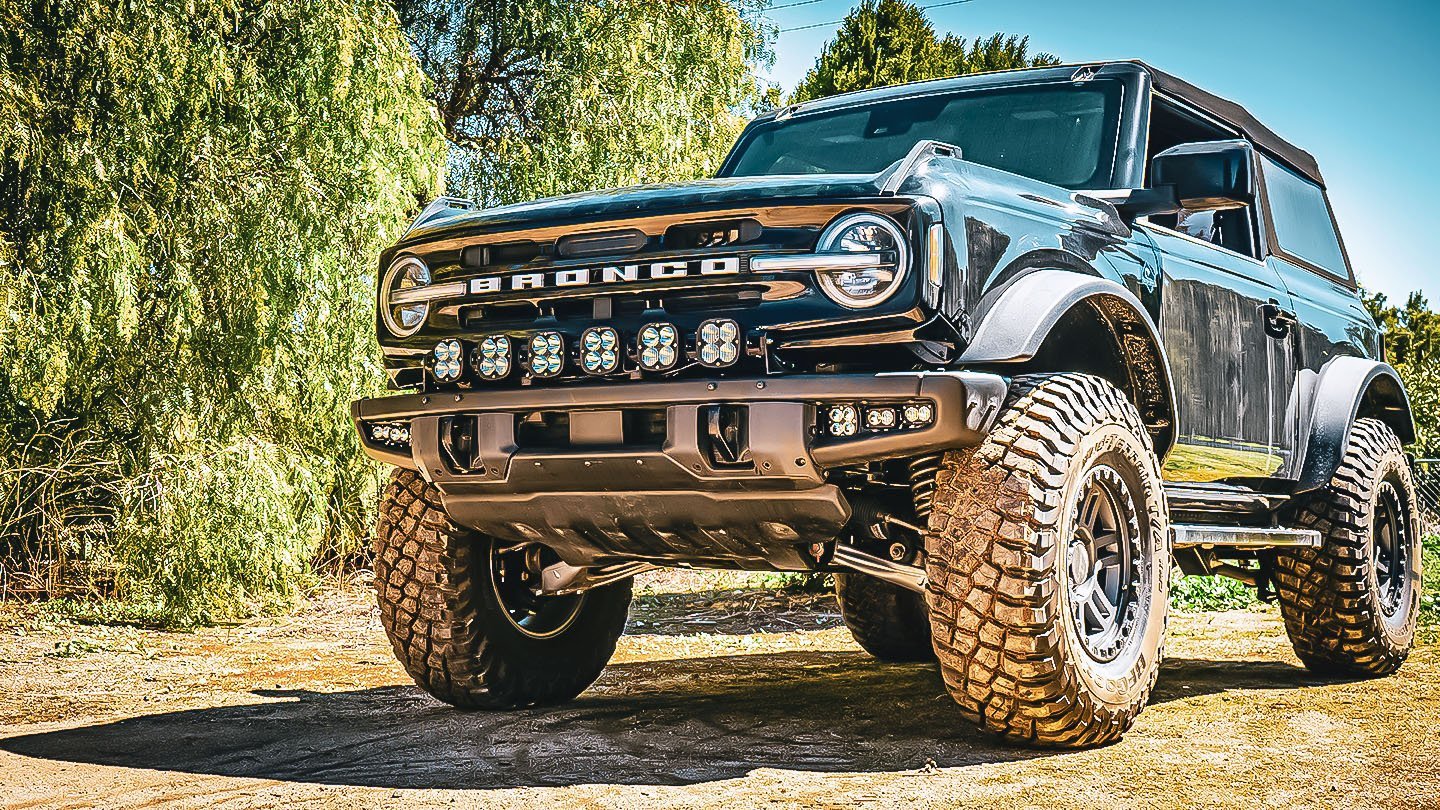 '21-23 Ford Bronco Squadron Sport Fog Light Pocket Kit Lighting Baja Designs display on Vehicle