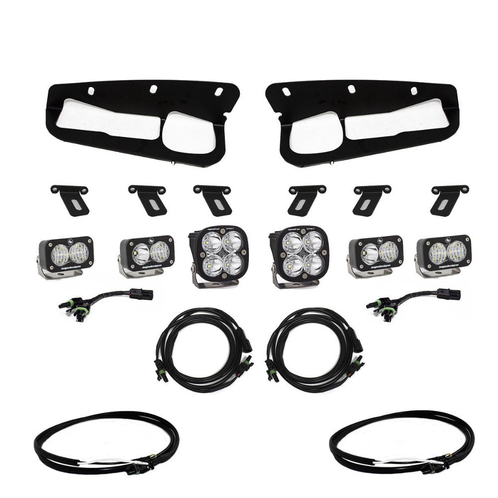 '21-23 Ford Bronco Squadron Sport Fog Light Pocket Kit Lighting Baja Designs Display of Included Parts