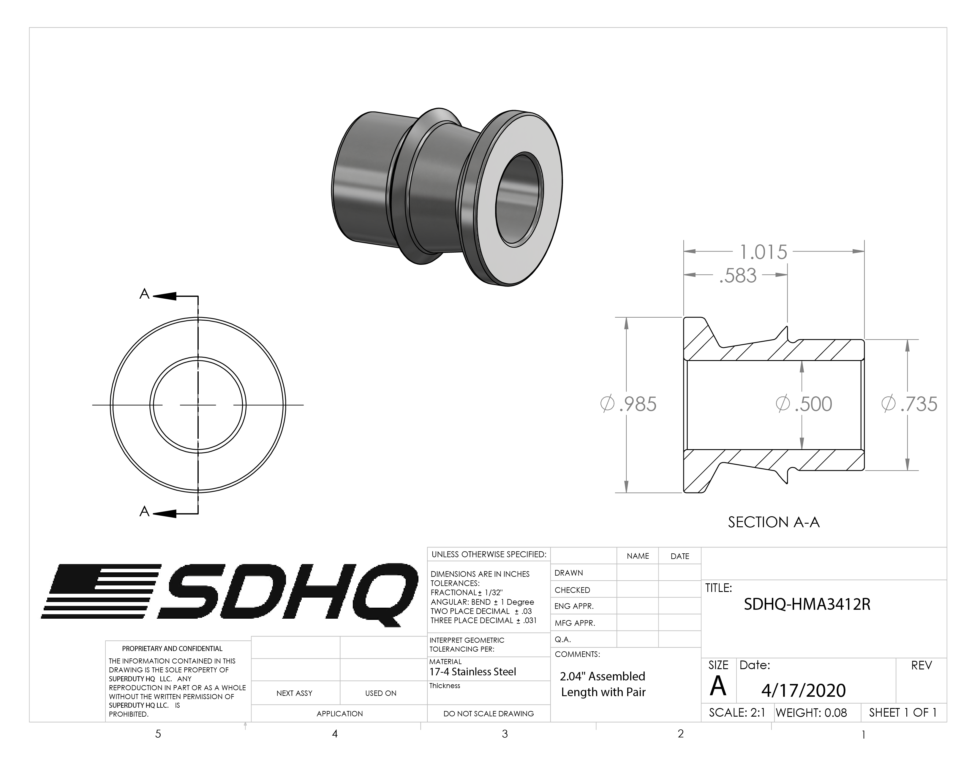 3/4"-1/2" High Misalignment Spacer-WSSX12T Misalignment Spacer SDHQ Off Road 